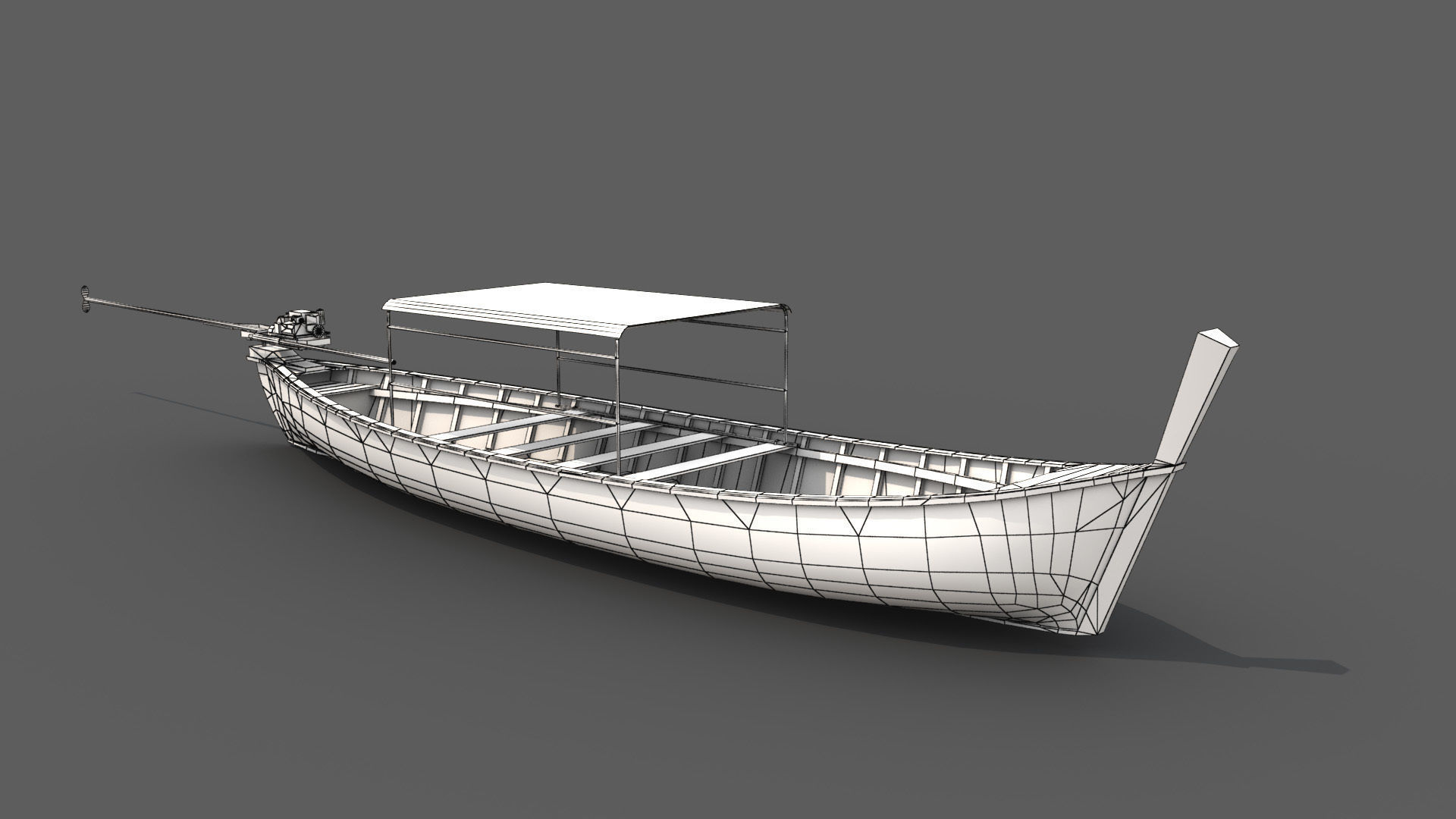 Long Tail Boat Low-poly 3D model_4