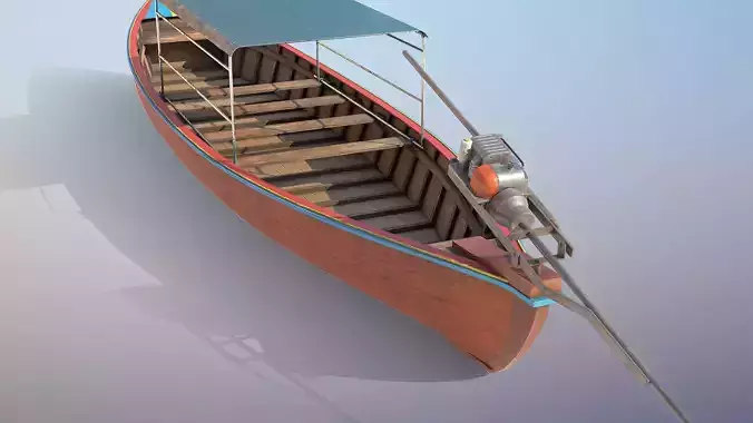Long Tail Boat Low-poly 3D model