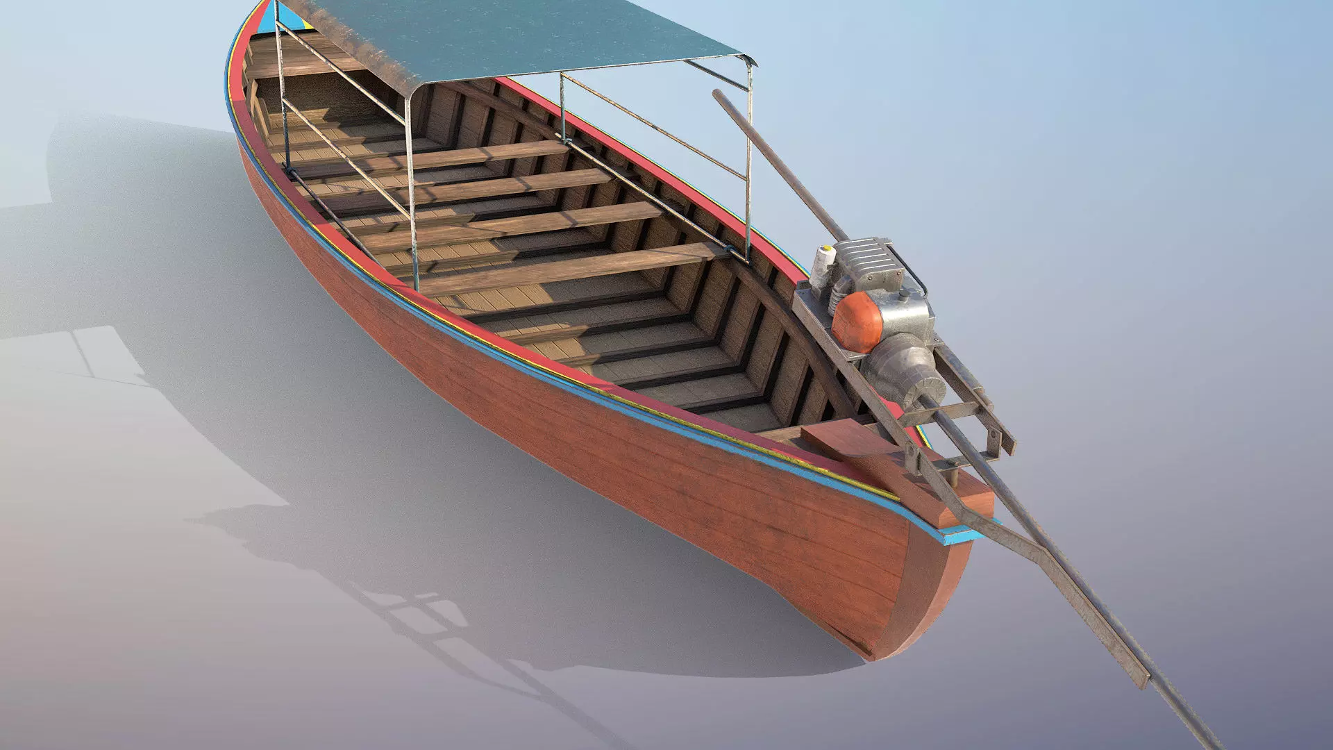 Long Tail Boat Low-poly 3D model_0