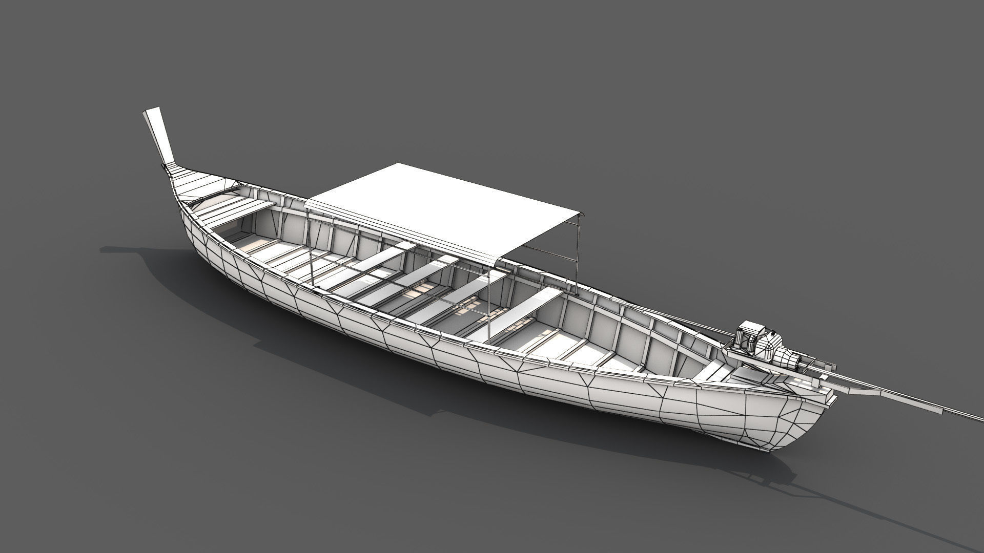 Long Tail Boat Low-poly 3D model_5