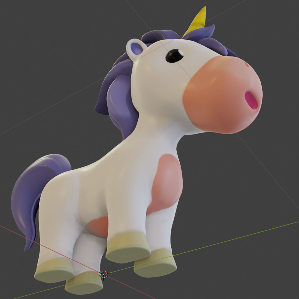 Cartoon Unicorn Rigged 3D model_1