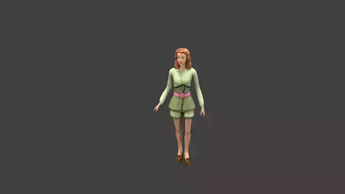 lowpoly girl woman flying in air