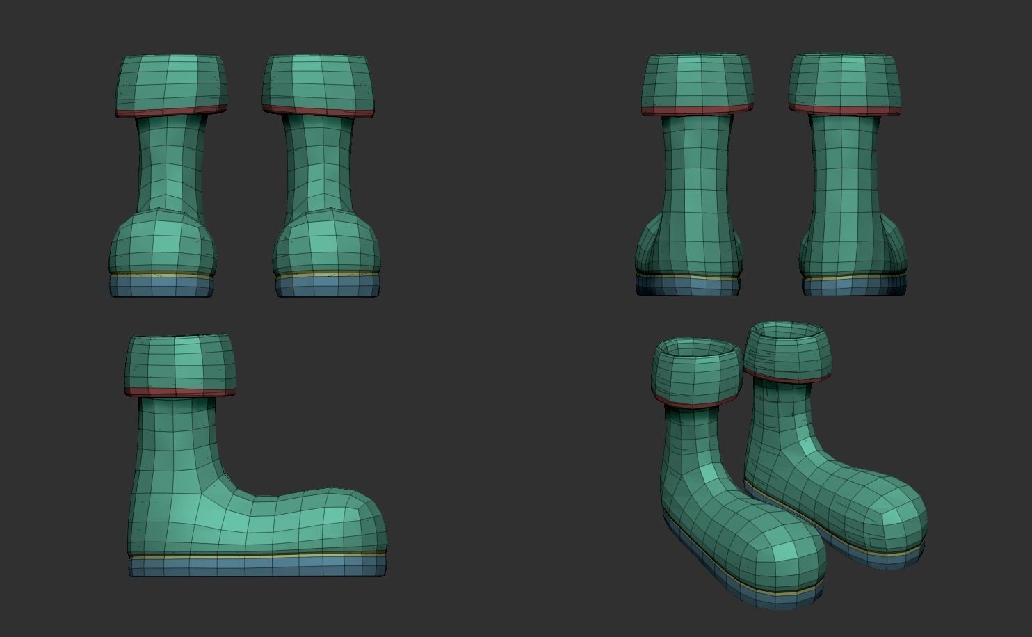 Leather Boots - Character Costume Low-poly 3D model_7