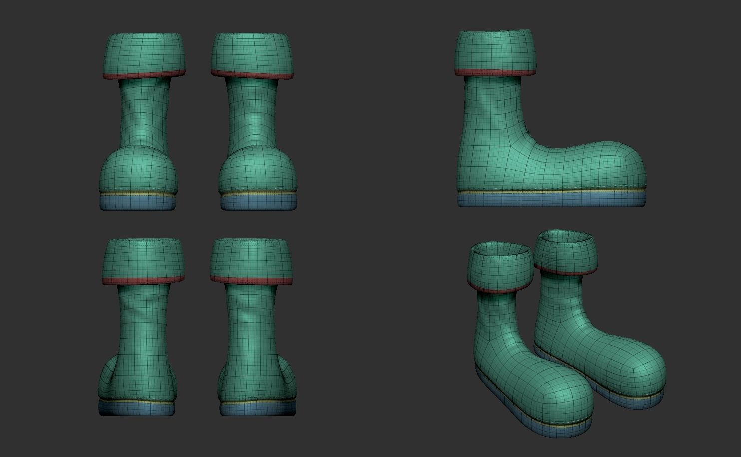 Leather Boots - Character Costume Low-poly 3D model_8