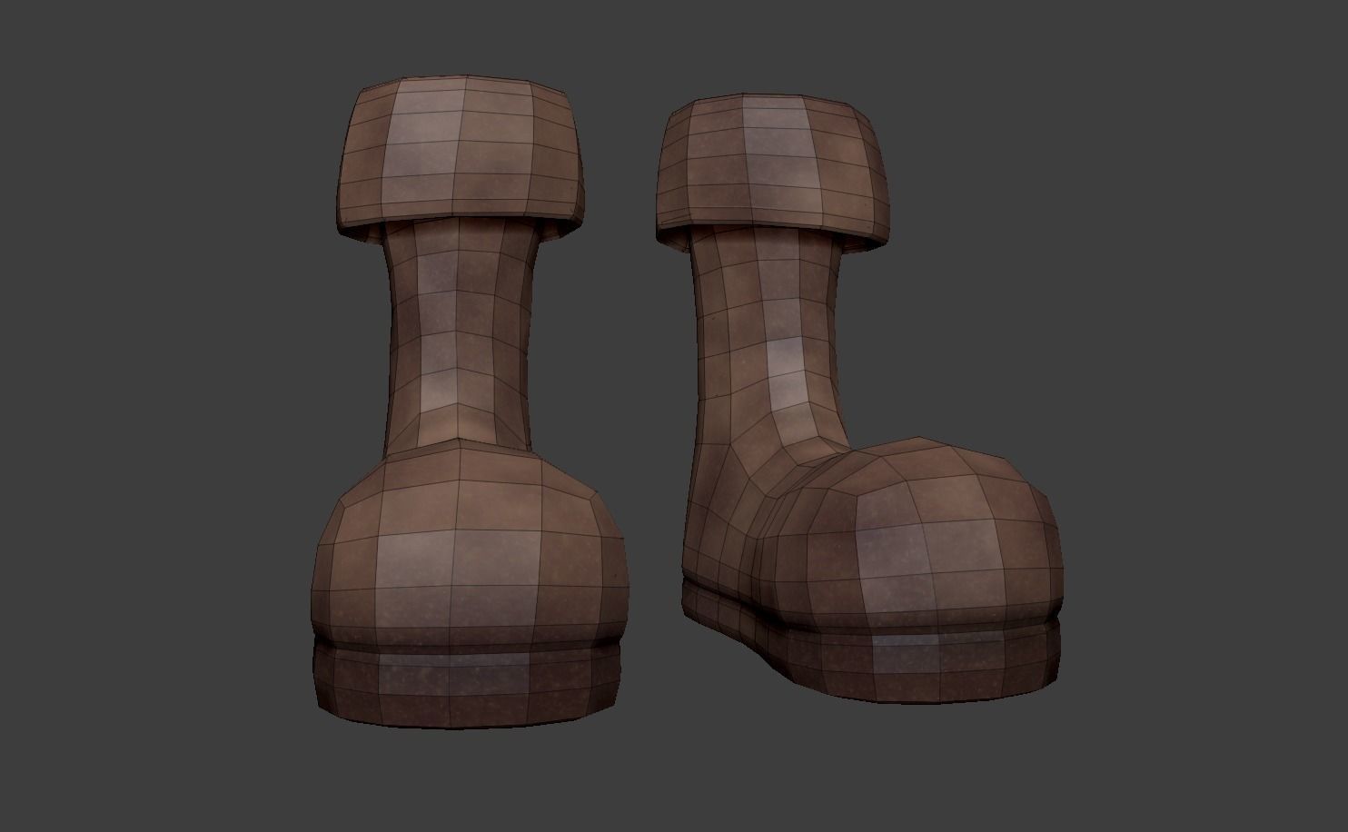 Leather Boots - Character Costume Low-poly 3D model_4