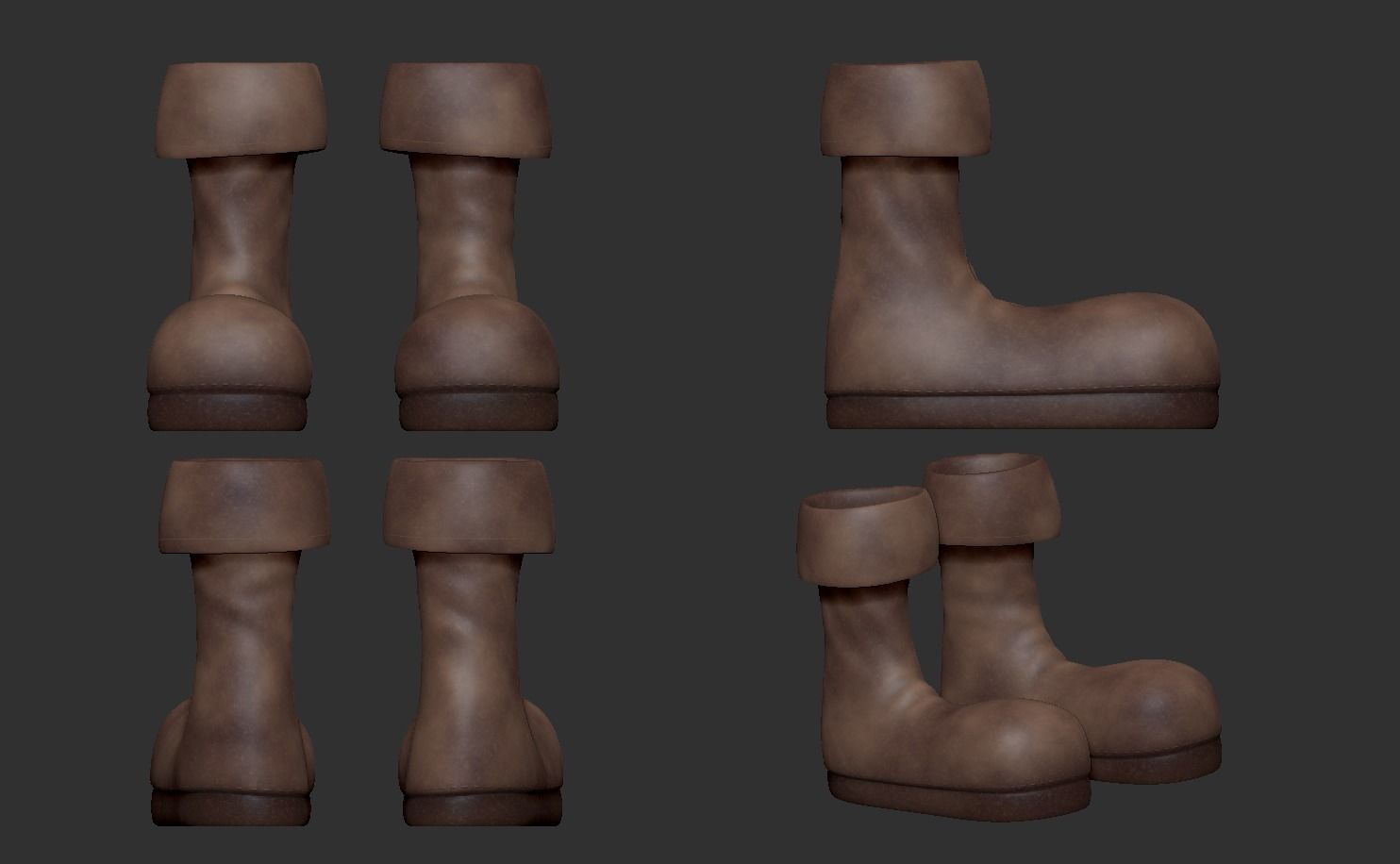 Leather Boots - Character Costume Low-poly 3D model_5