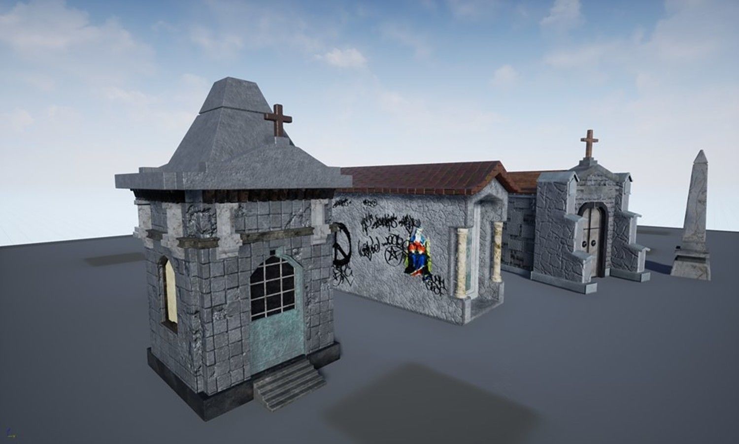 Pack Cemetery Low-poly 3D model_2