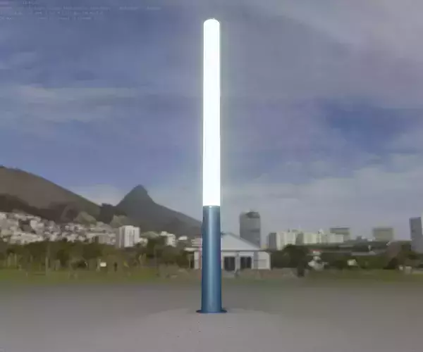 Low-Poly Blue Light Column 13 - Street Light Set-9 Low-poly 3D model