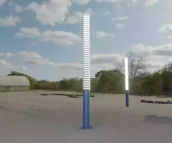 Low-Poly Blue Light Column 14 - Street Light Set-9 Low-poly 3D model