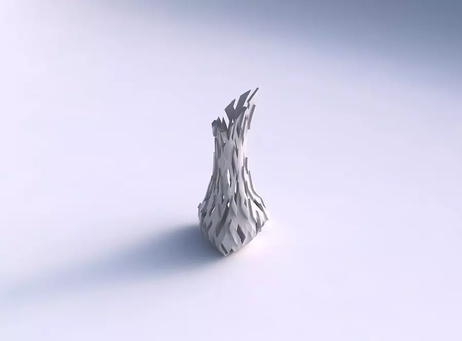 Vase puffy tappered triangle with cuts and 3D print model