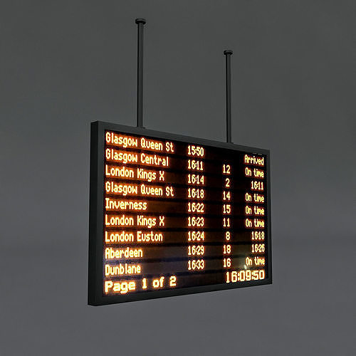 airport digital signage Low-poly 3D model