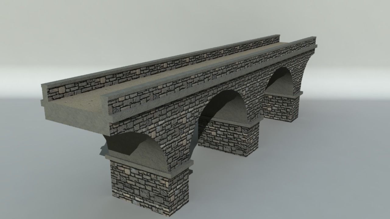 Stone Bridge Low-poly 3D model_0