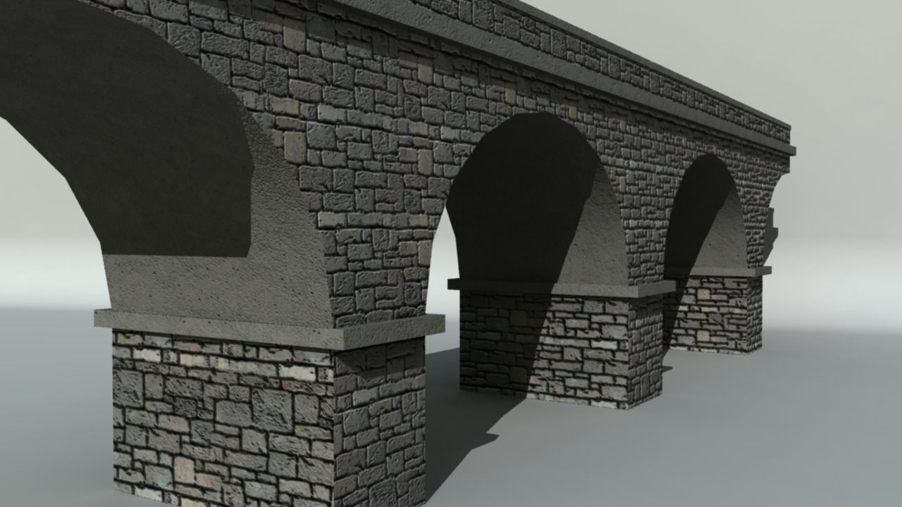 Stone Bridge Low-poly 3D model_2