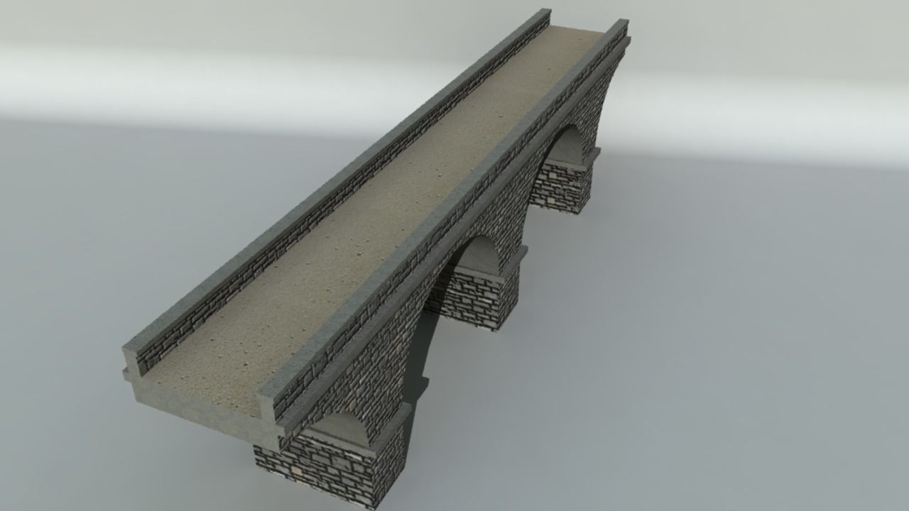 Stone Bridge Low-poly 3D model_4
