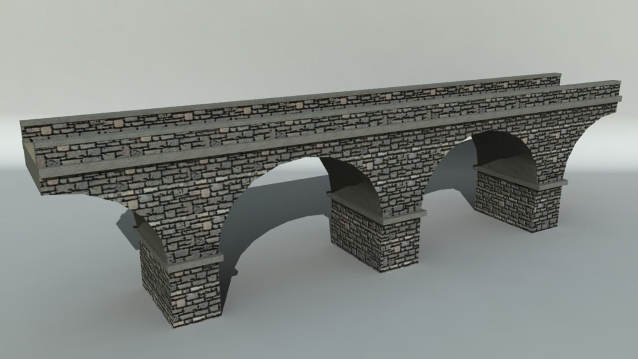 Stone Bridge Low-poly 3D model_1