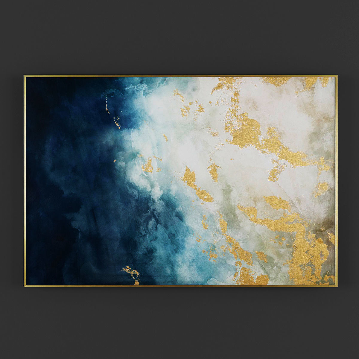 Pictures13 abstract painting in gold Low-poly 3D model_2