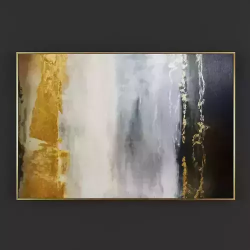 Pictures13 abstract painting in gold Low-poly 3D model