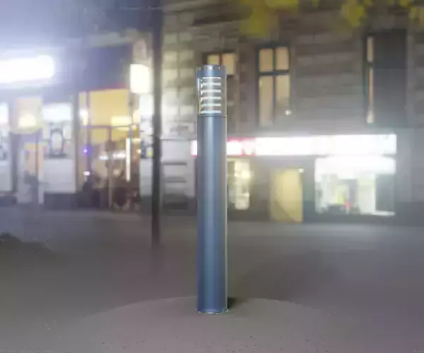 Low-Poly Blue Light Column 16 - Street Light Set-9 Low-poly 3D model