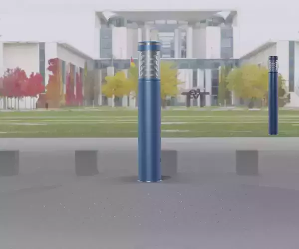 Low-Poly Blue Light Column 17 - Street Light Set-9 Low-poly 3D model