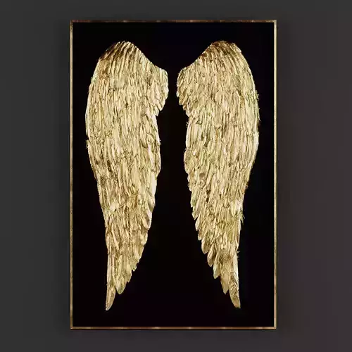 Pictures17 gold angel wings wall art Low-poly 3D model
