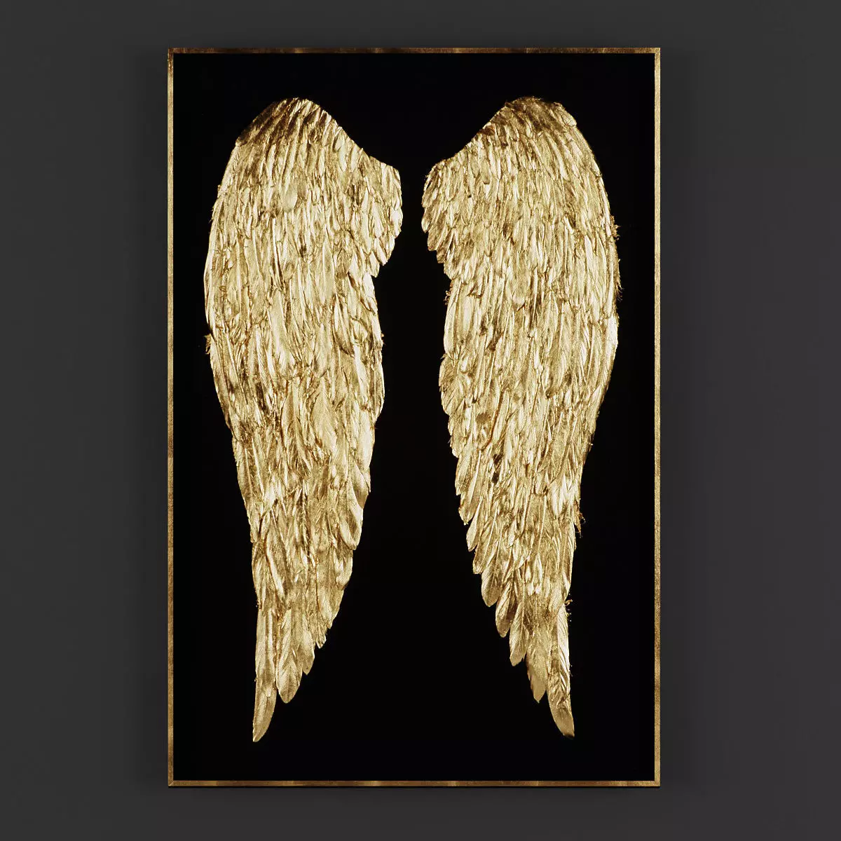 Pictures17 gold angel wings wall art Low-poly 3D model_0