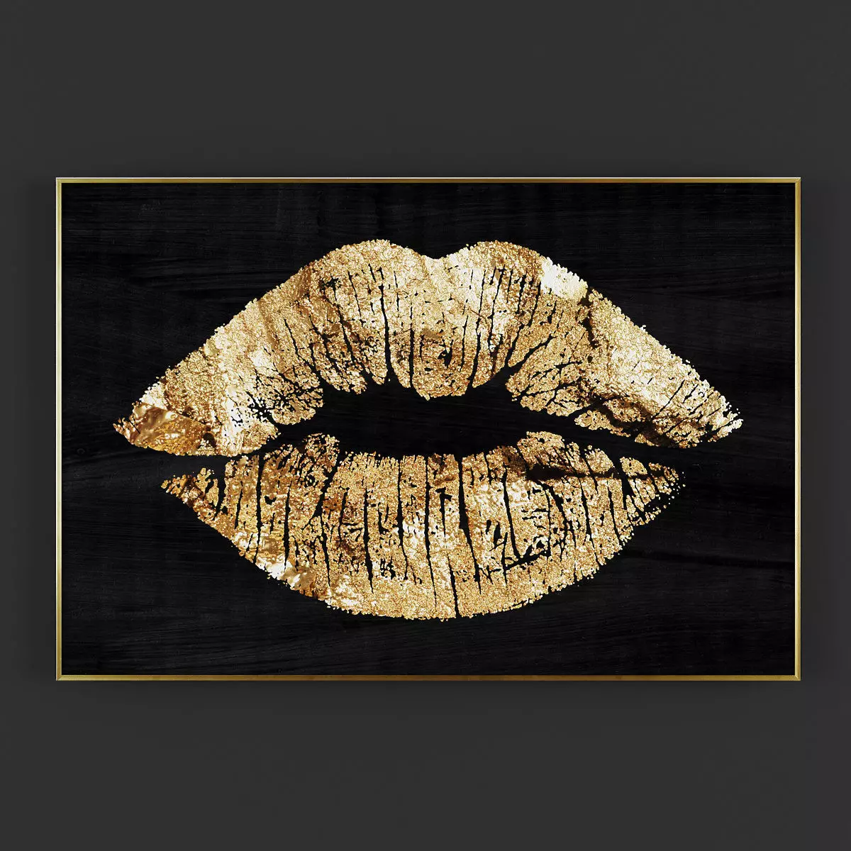 Pictures18 gold lips art Low-poly 3D model_0