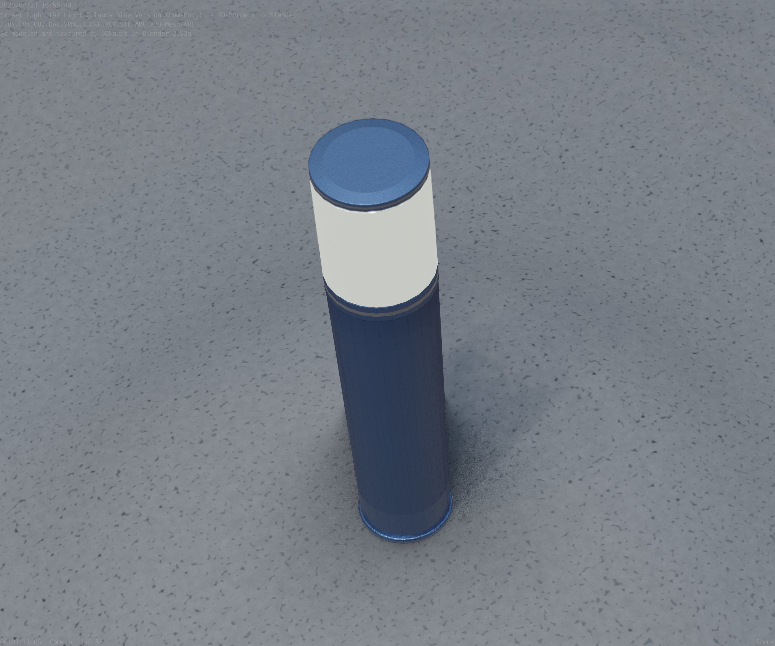 Low-Poly Blue Light Column 18 - Street Light Set-9 Low-poly 3D model_10