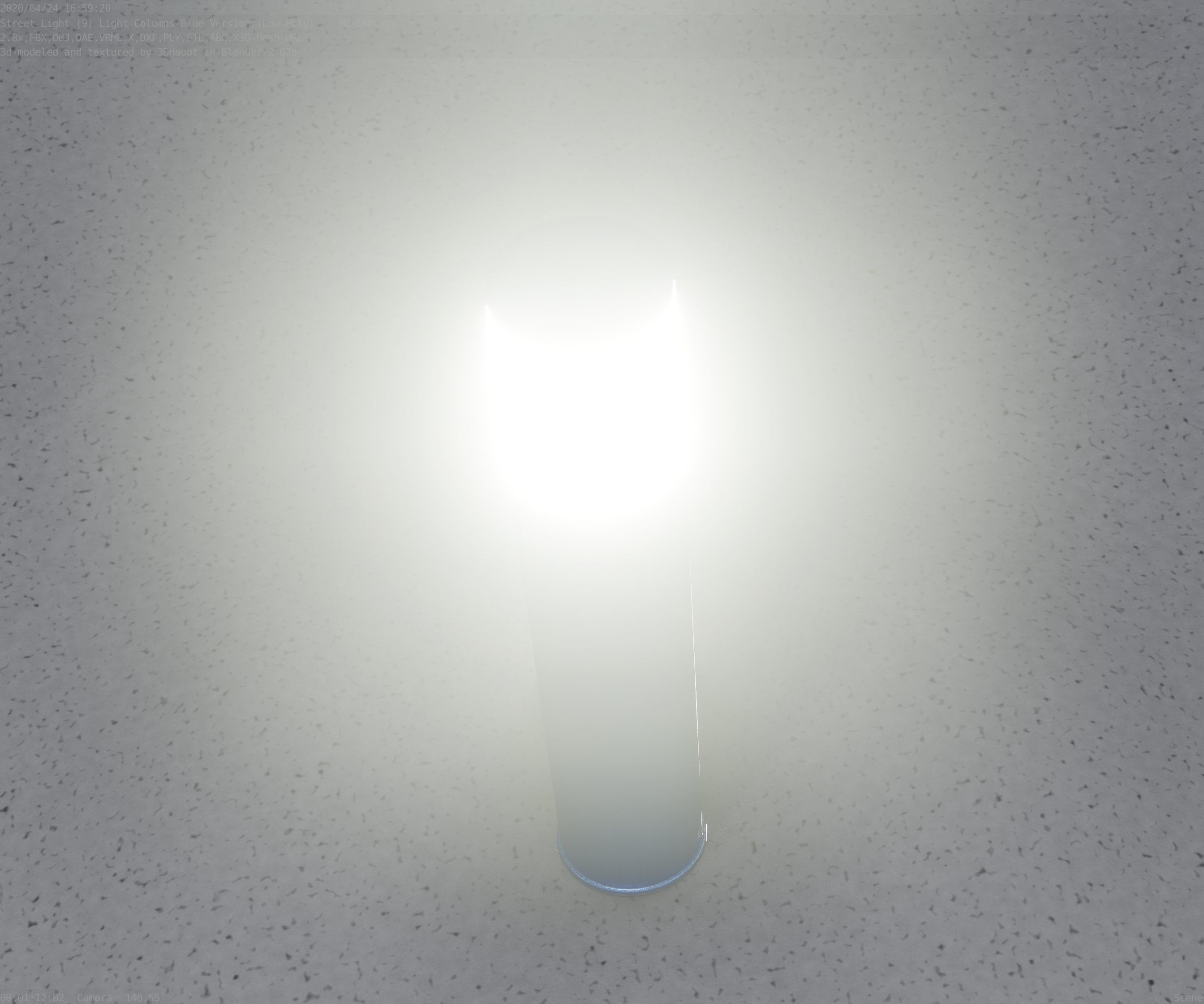 Low-Poly Blue Light Column 18 - Street Light Set-9 Low-poly 3D model_30