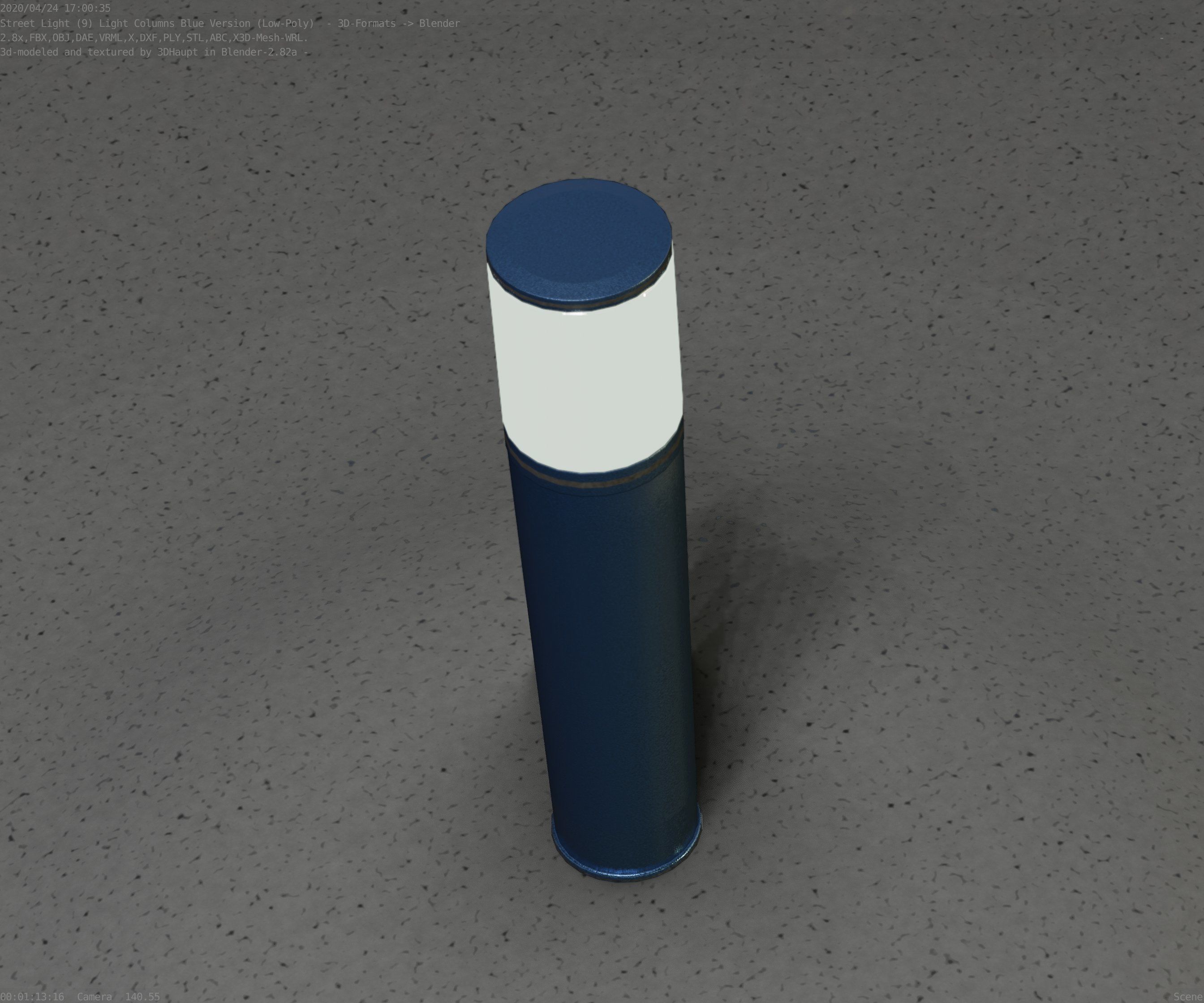 Low-Poly Blue Light Column 18 - Street Light Set-9 Low-poly 3D model_68