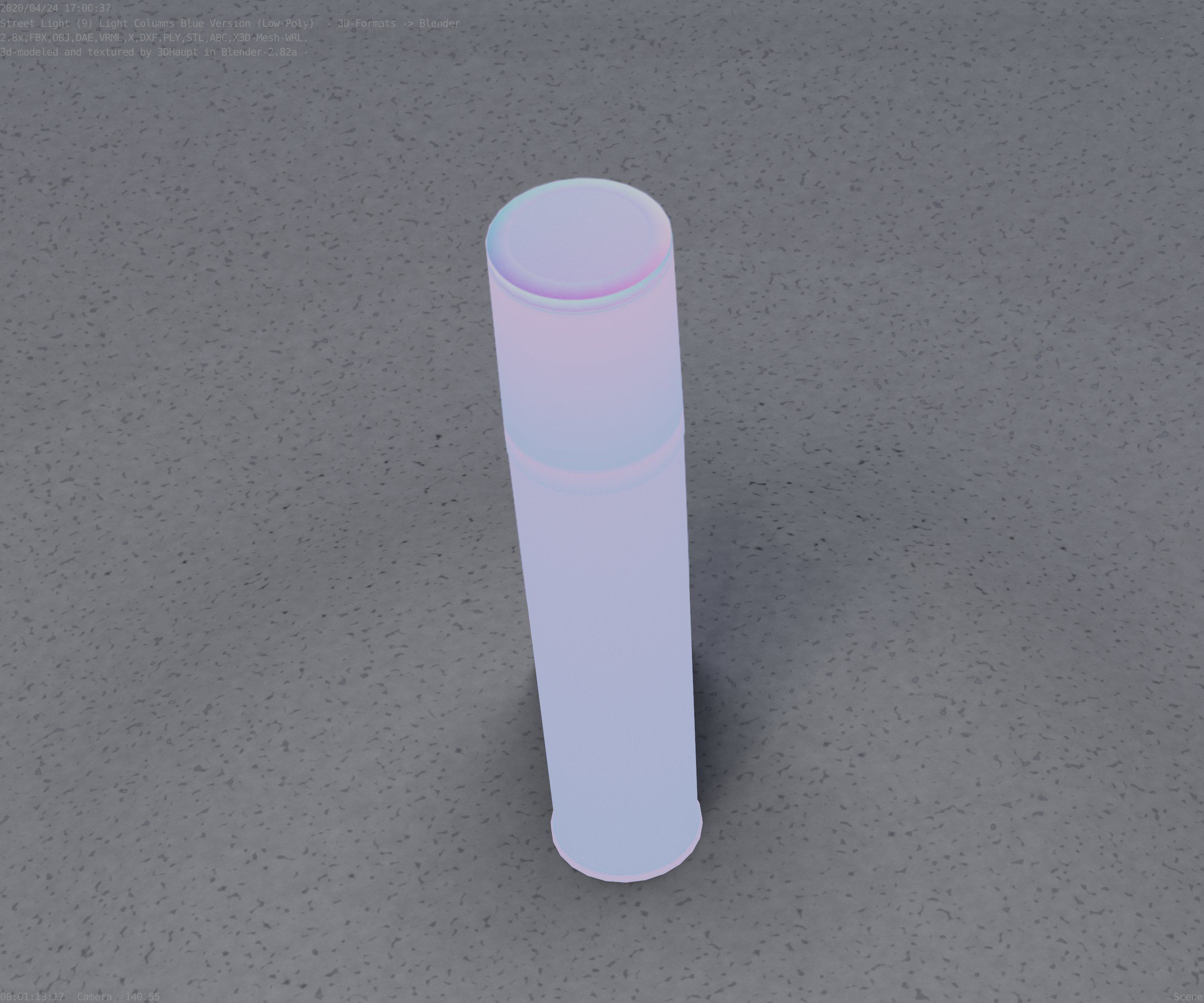 Low-Poly Blue Light Column 18 - Street Light Set-9 Low-poly 3D model_69