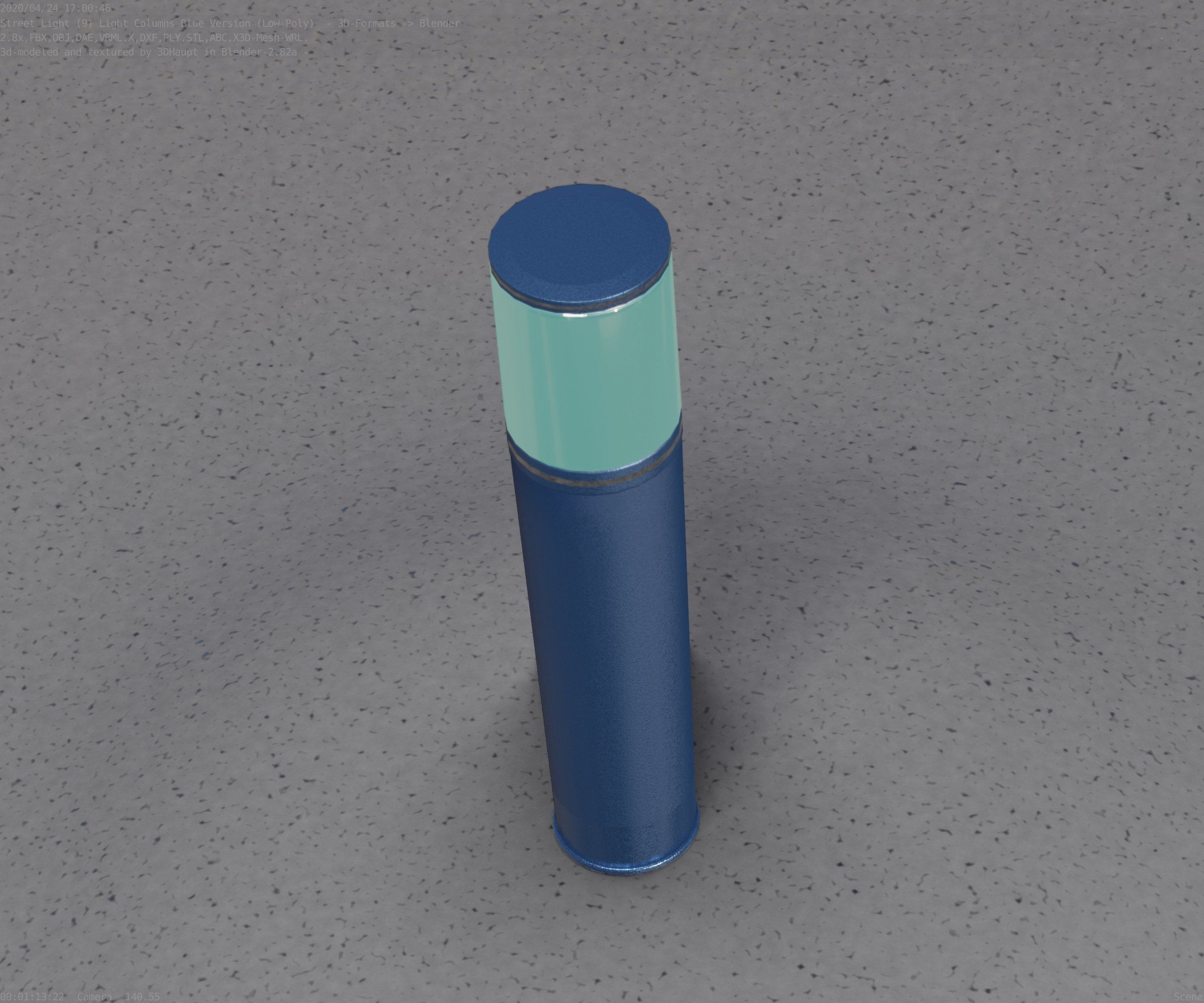 Low-Poly Blue Light Column 18 - Street Light Set-9 Low-poly 3D model_74