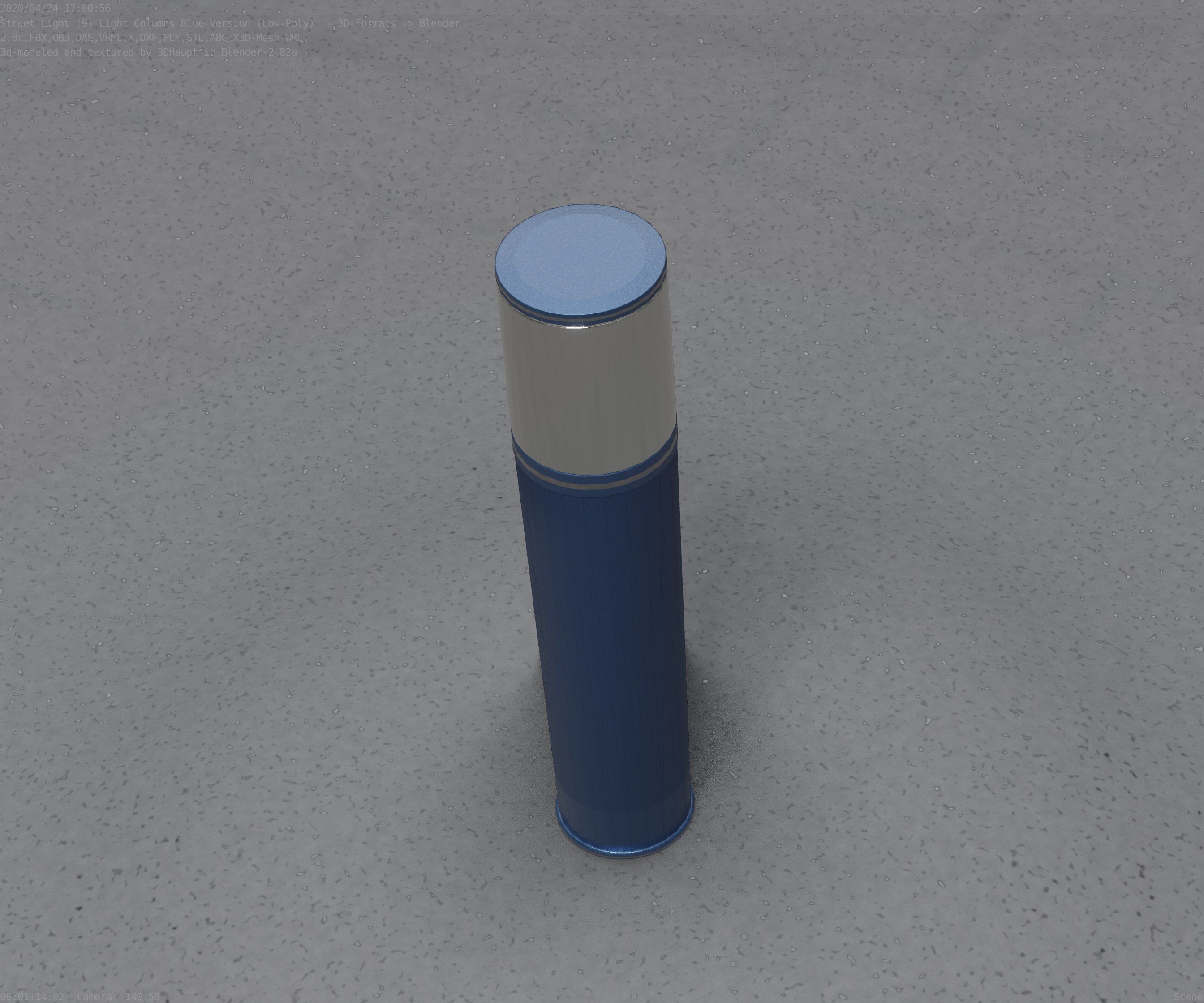 Low-Poly Blue Light Column 18 - Street Light Set-9 Low-poly 3D model_78