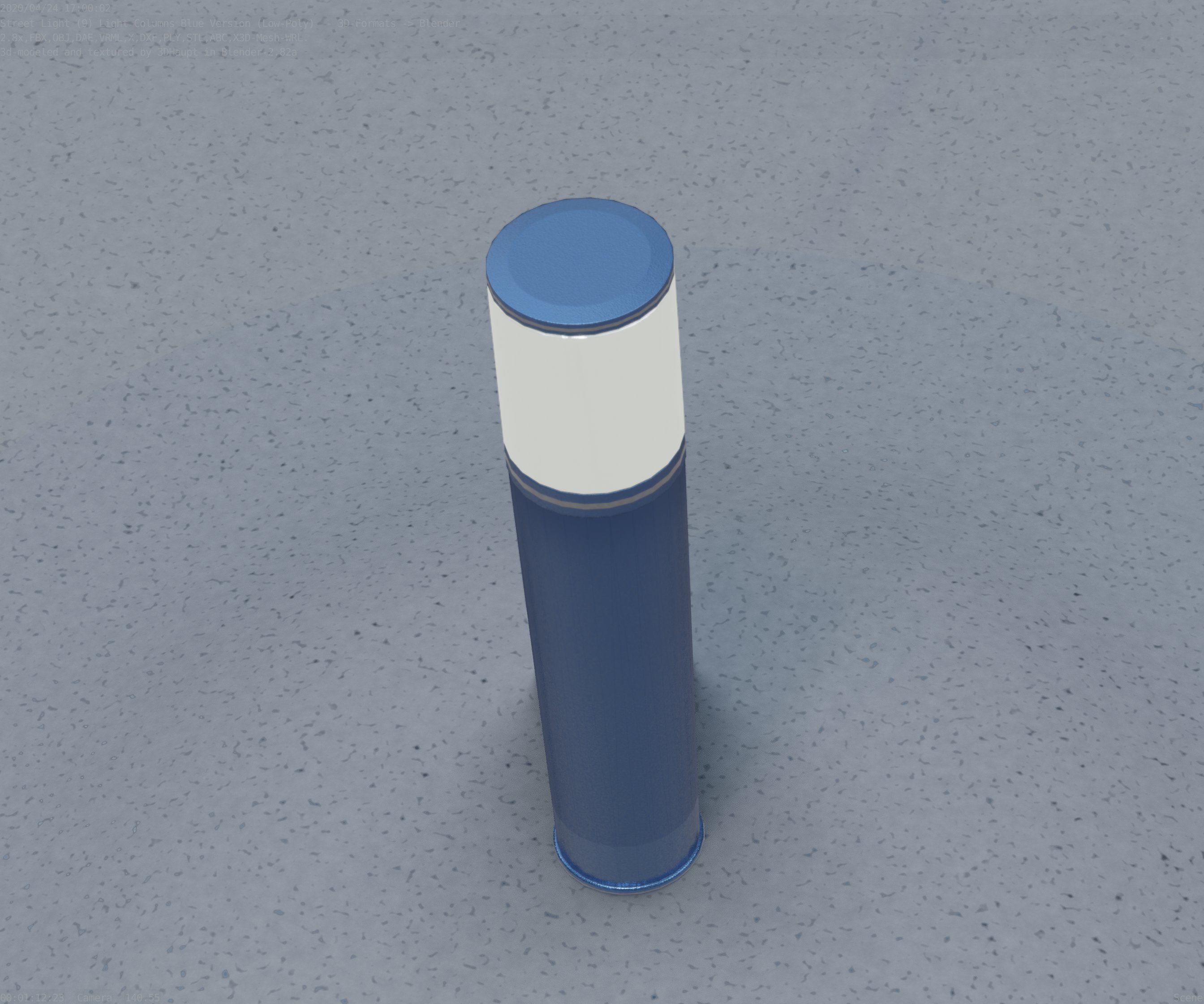 Low-Poly Blue Light Column 18 - Street Light Set-9 Low-poly 3D model_51
