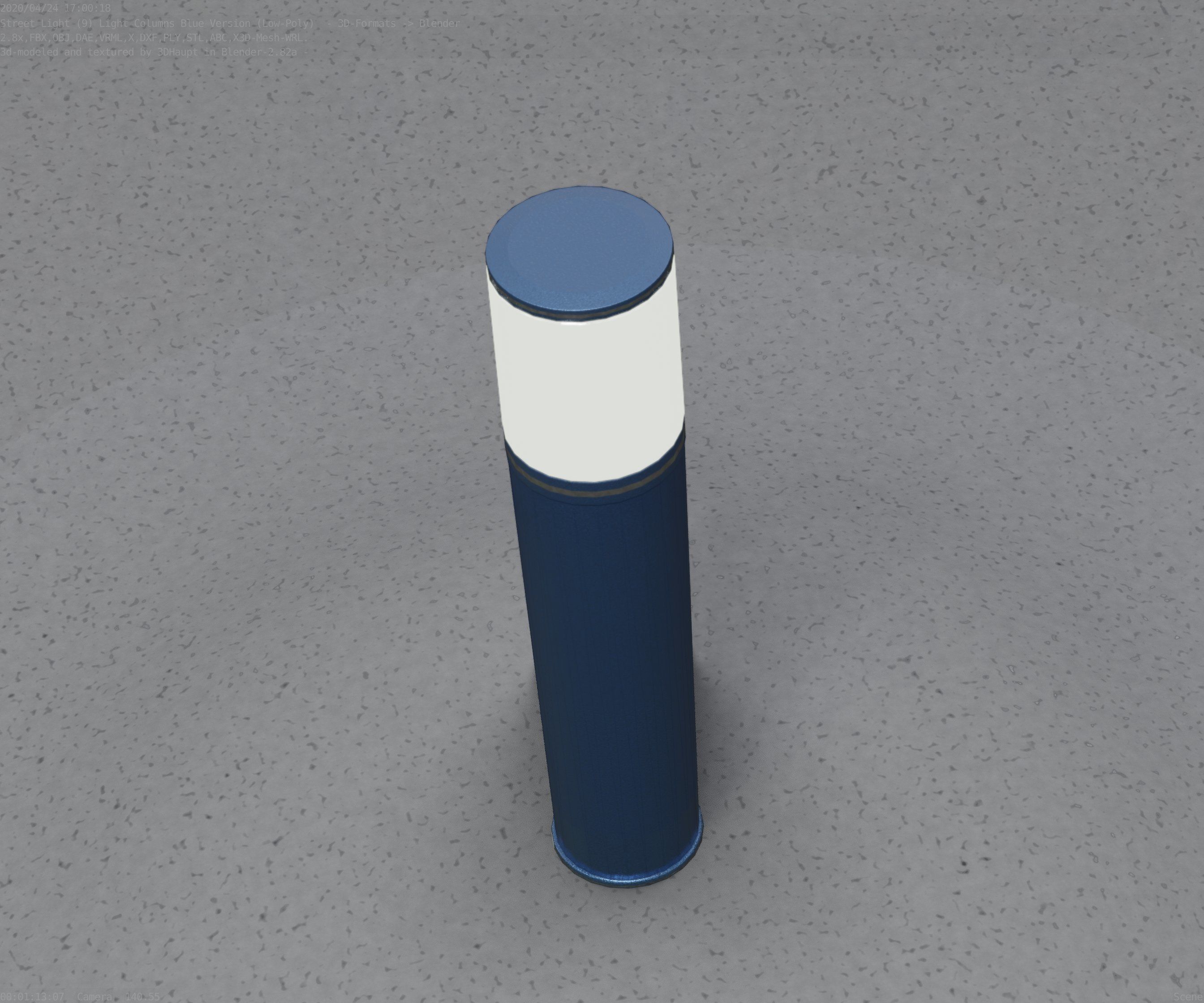 Low-Poly Blue Light Column 18 - Street Light Set-9 Low-poly 3D model_59