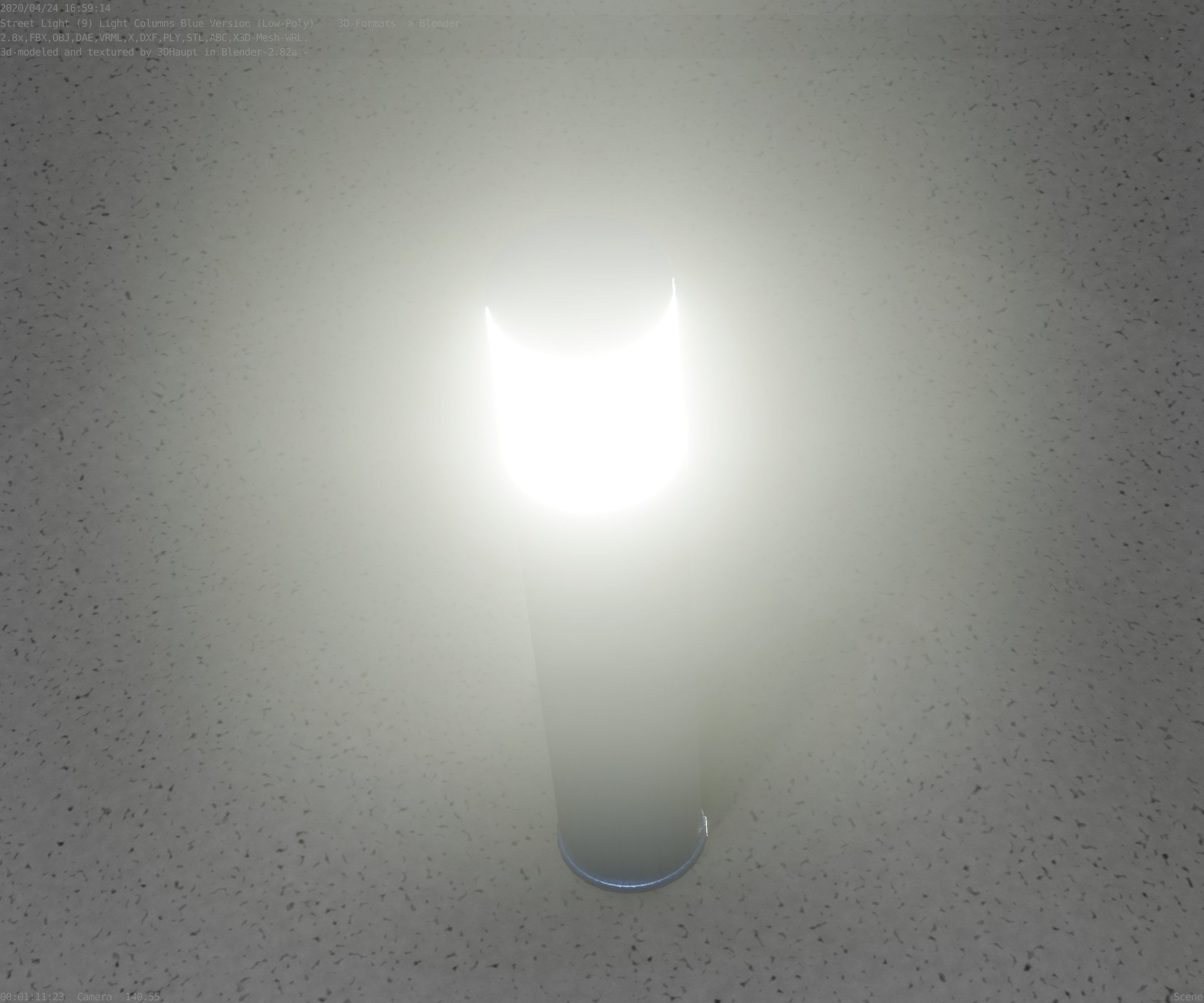 Low-Poly Blue Light Column 18 - Street Light Set-9 Low-poly 3D model_27
