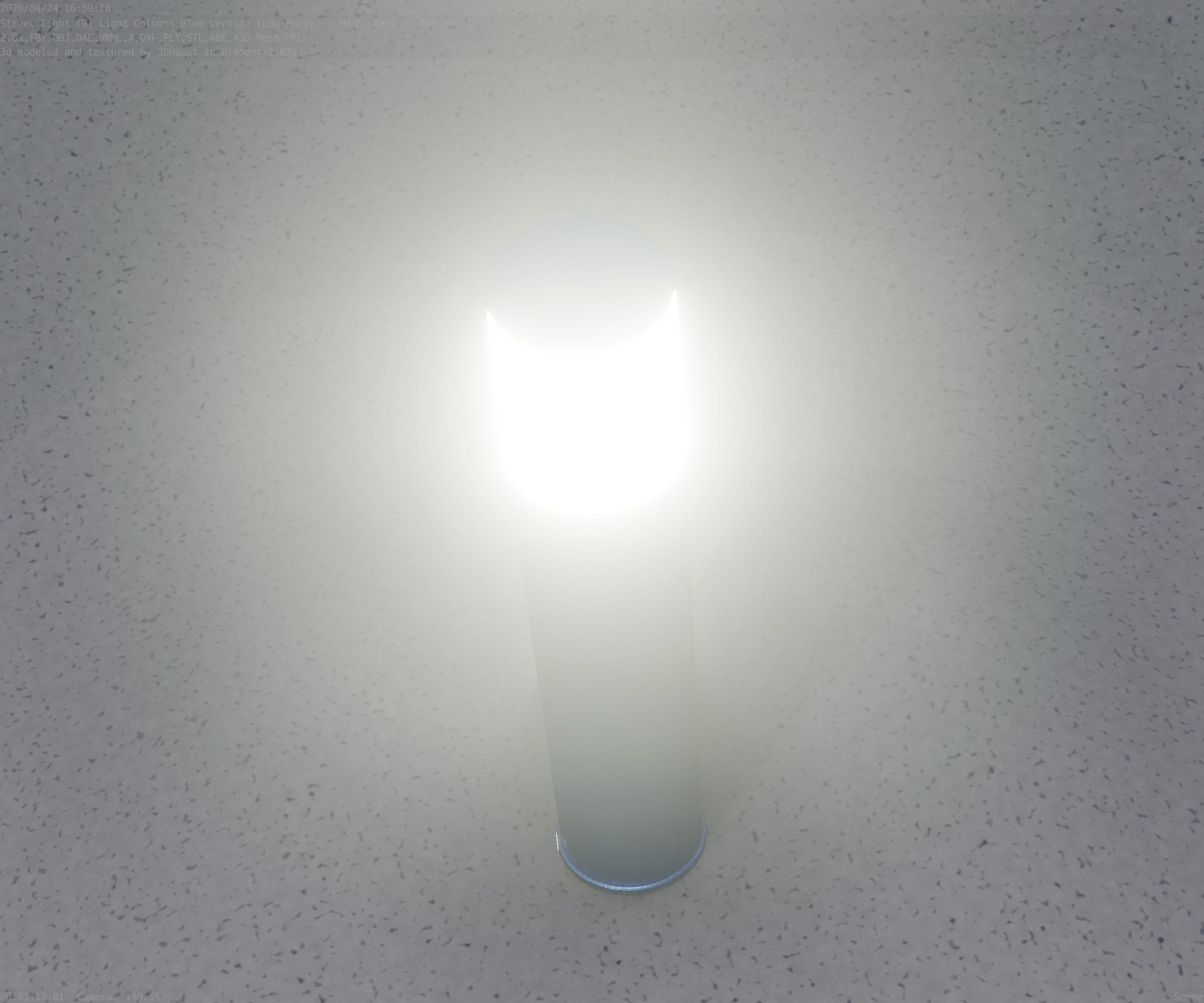 Low-Poly Blue Light Column 18 - Street Light Set-9 Low-poly 3D model_29