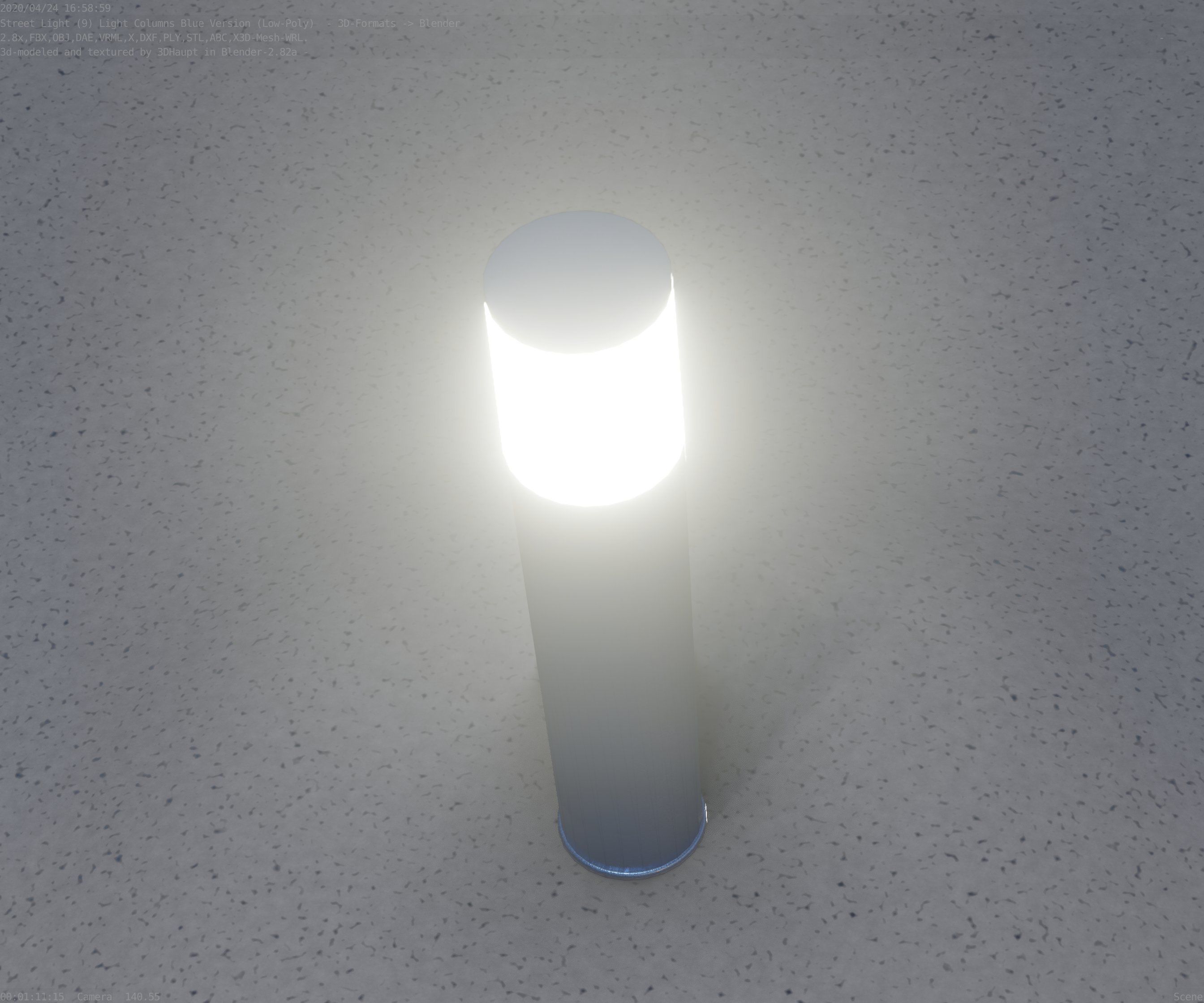 Low-Poly Blue Light Column 18 - Street Light Set-9 Low-poly 3D model_19