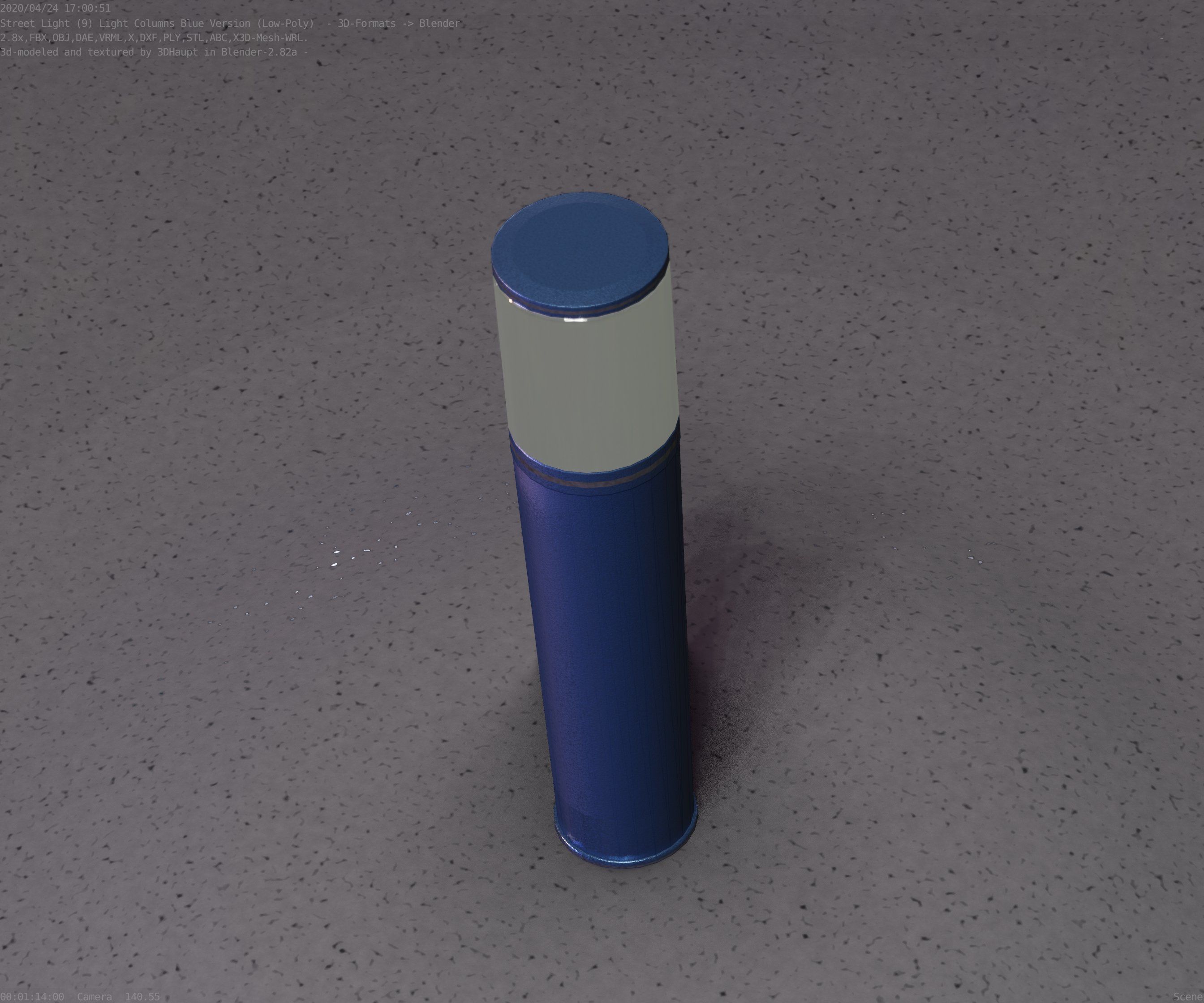 Low-Poly Blue Light Column 18 - Street Light Set-9 Low-poly 3D model_76