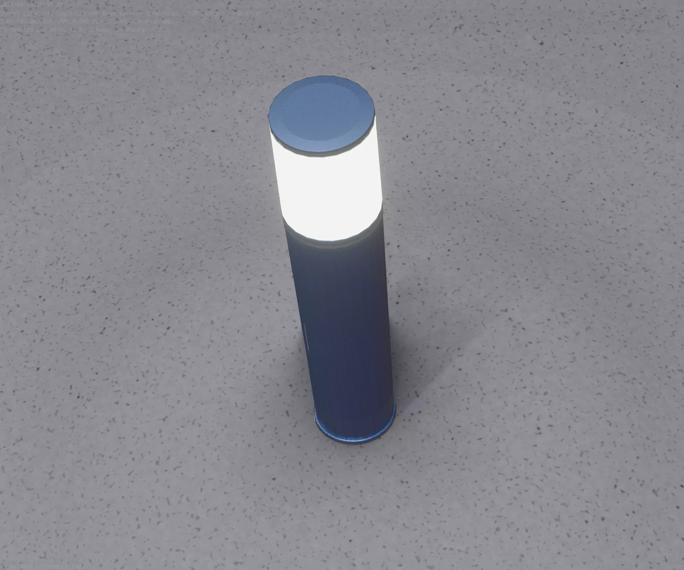Low-Poly Blue Light Column 18 - Street Light Set-9 Low-poly 3D model_0
