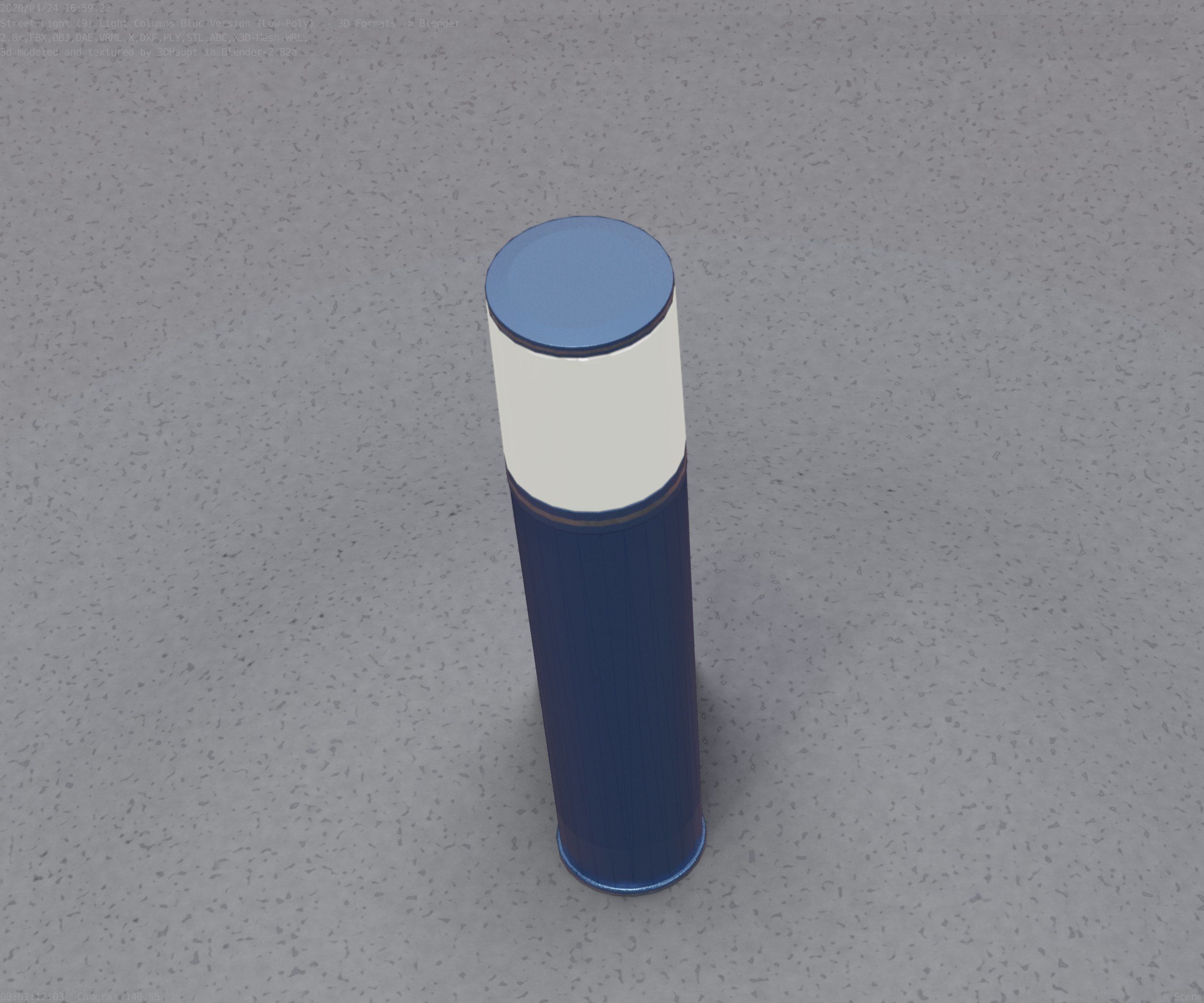 Low-Poly Blue Light Column 18 - Street Light Set-9 Low-poly 3D model_31