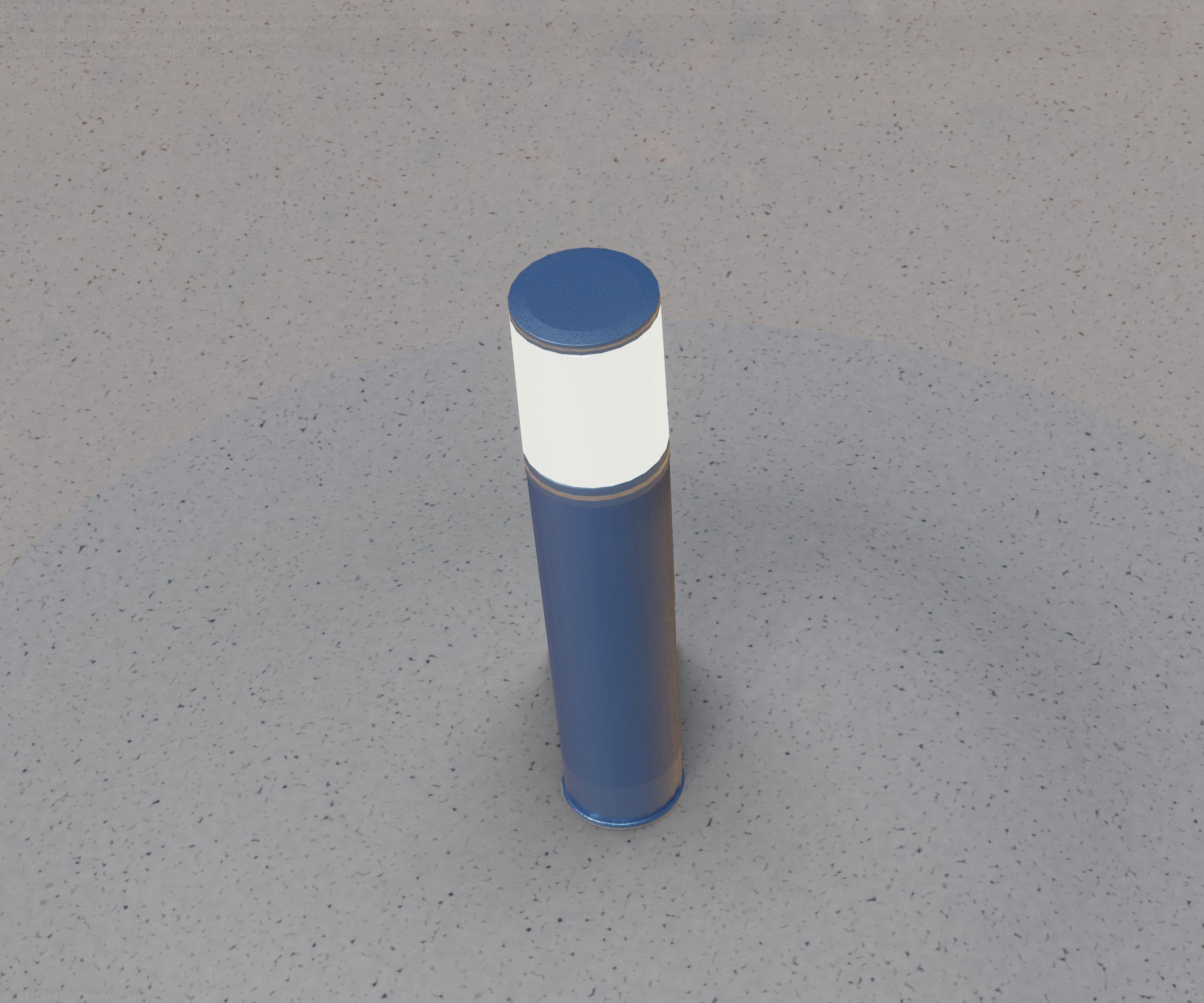 Low-Poly Blue Light Column 18 - Street Light Set-9 Low-poly 3D model_83