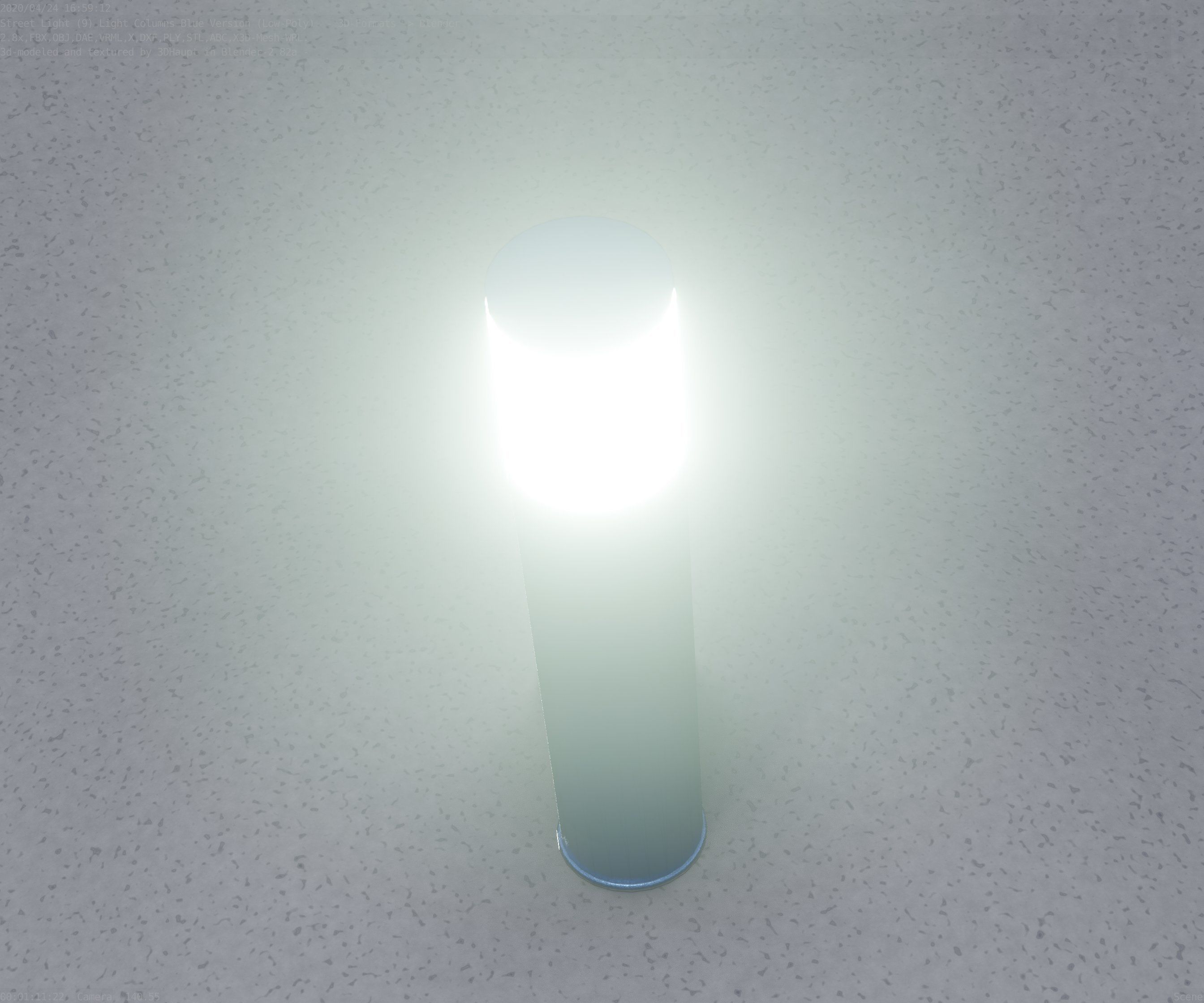 Low-Poly Blue Light Column 18 - Street Light Set-9 Low-poly 3D model_26