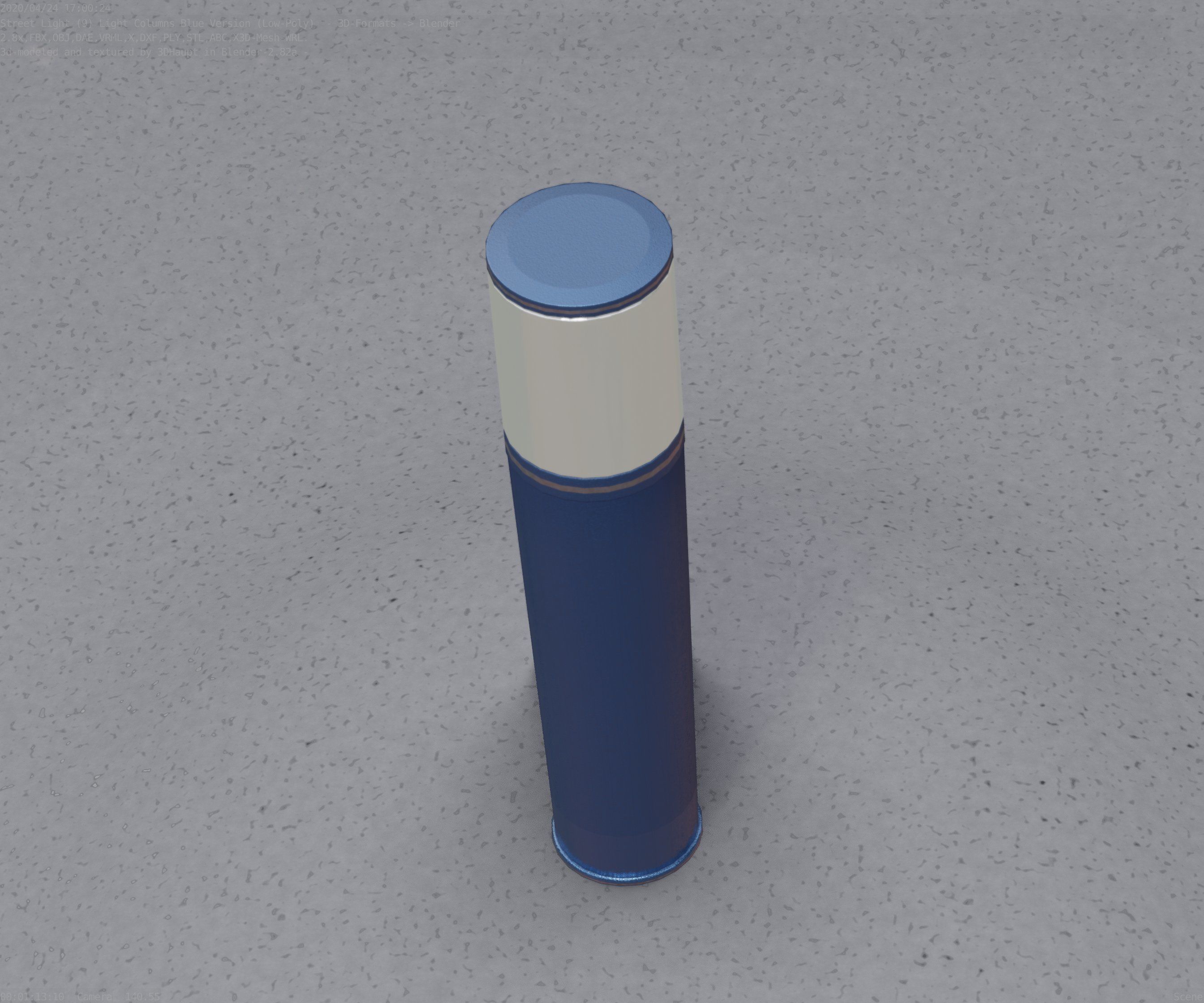 Low-Poly Blue Light Column 18 - Street Light Set-9 Low-poly 3D model_62