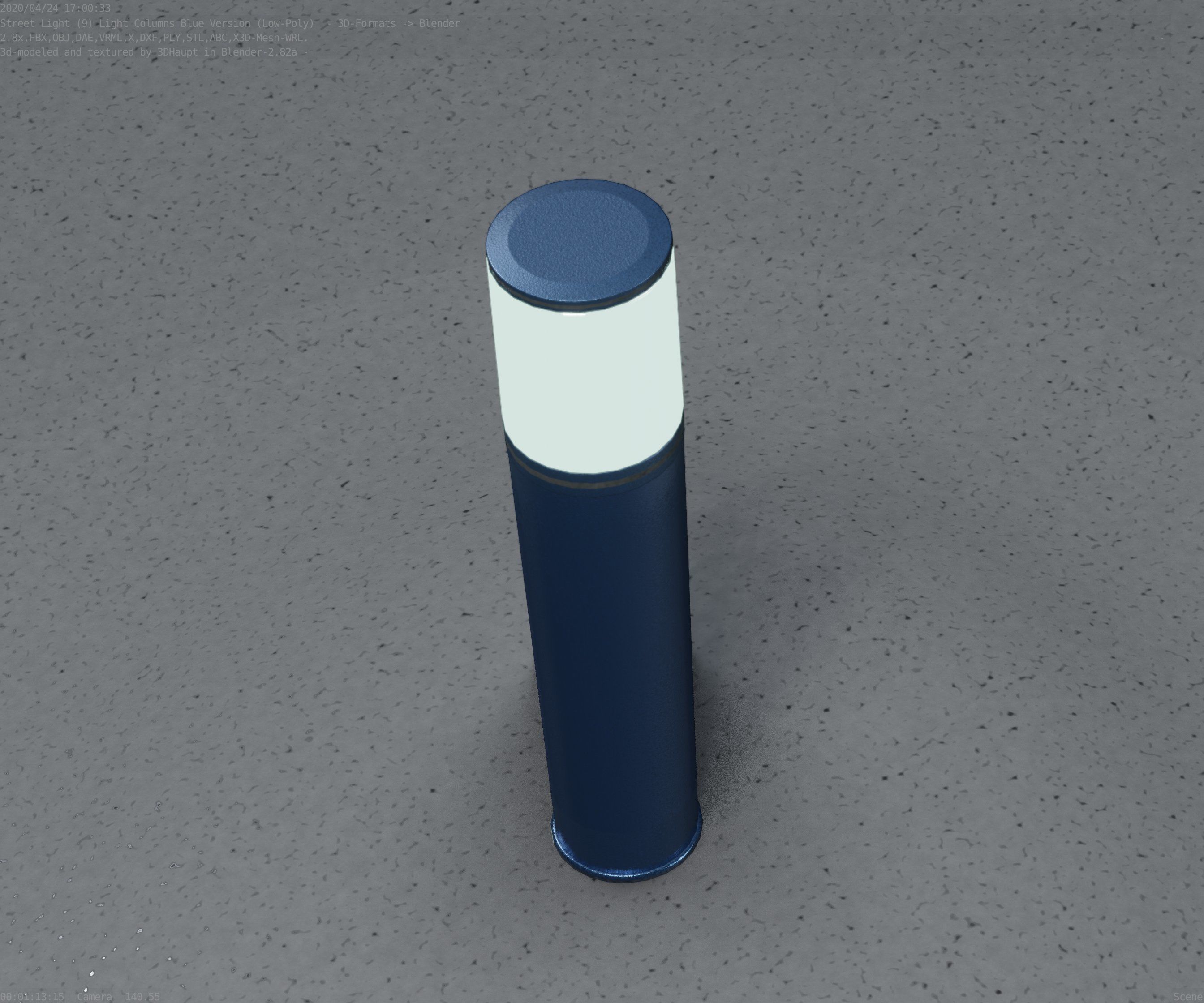 Low-Poly Blue Light Column 18 - Street Light Set-9 Low-poly 3D model_67