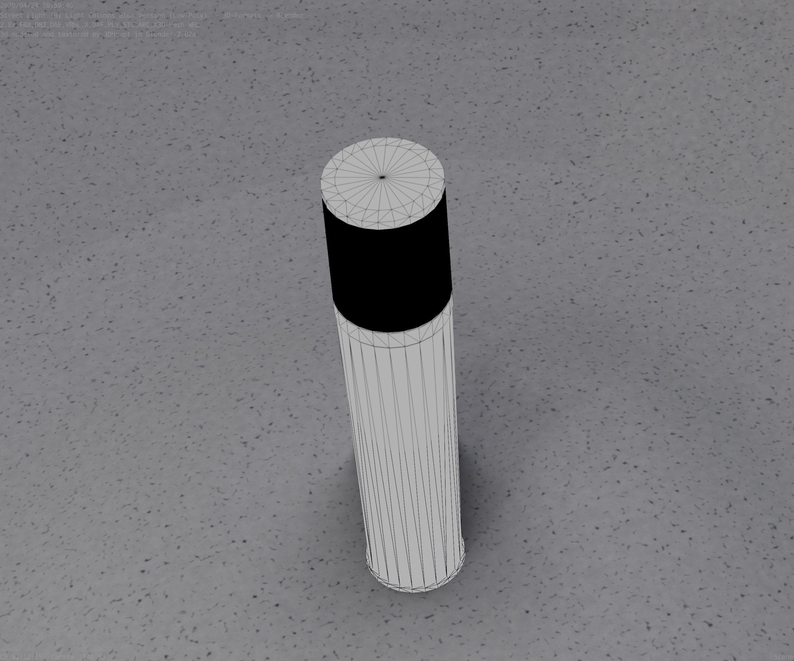 Low-Poly Blue Light Column 18 - Street Light Set-9 Low-poly 3D model_43