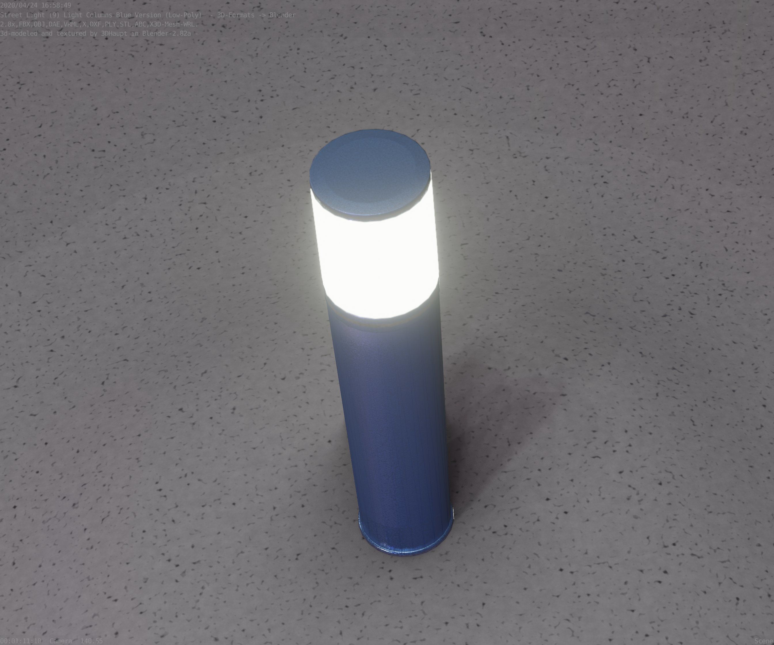 Low-Poly Blue Light Column 18 - Street Light Set-9 Low-poly 3D model_15