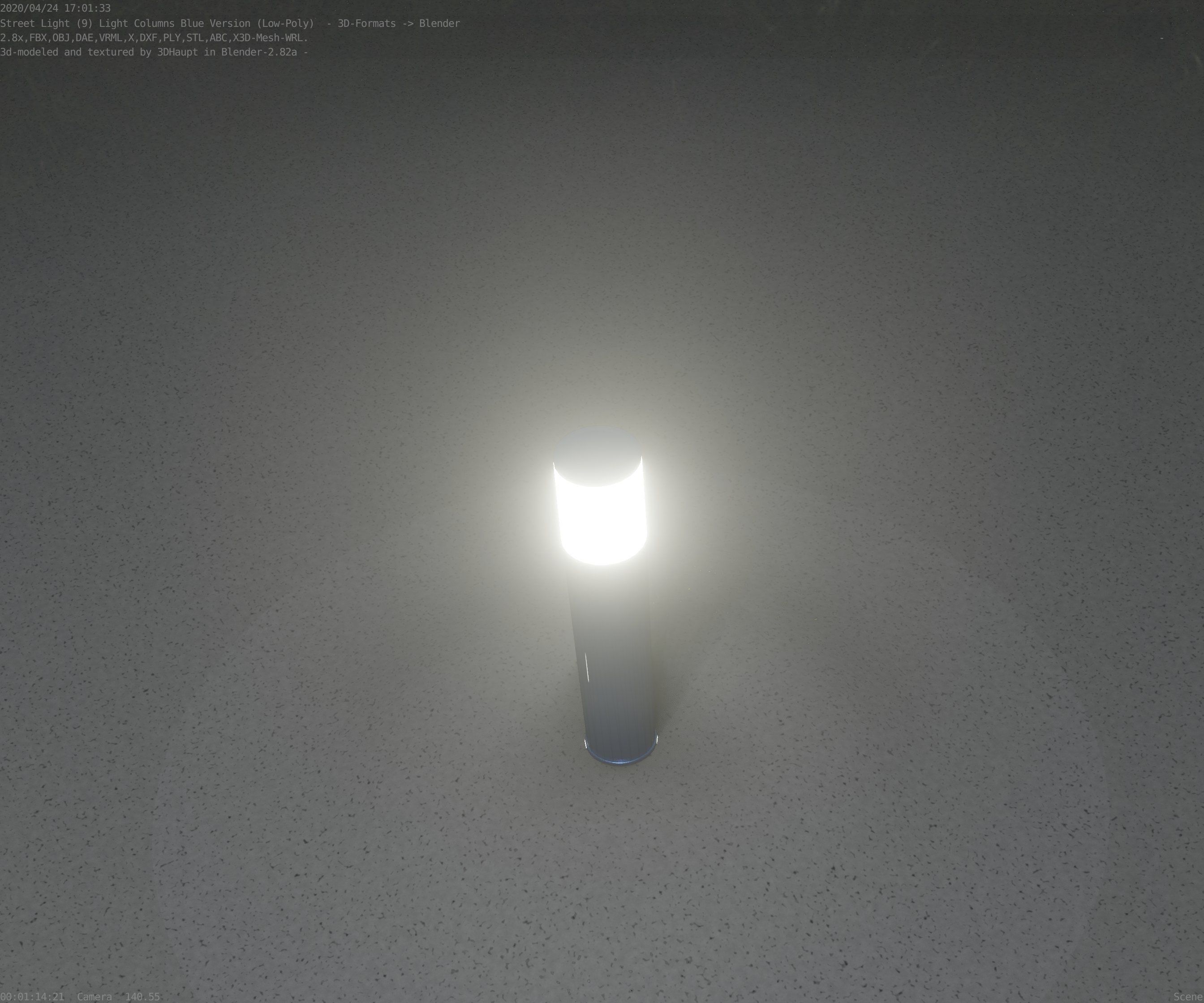 Low-Poly Blue Light Column 18 - Street Light Set-9 Low-poly 3D model_97