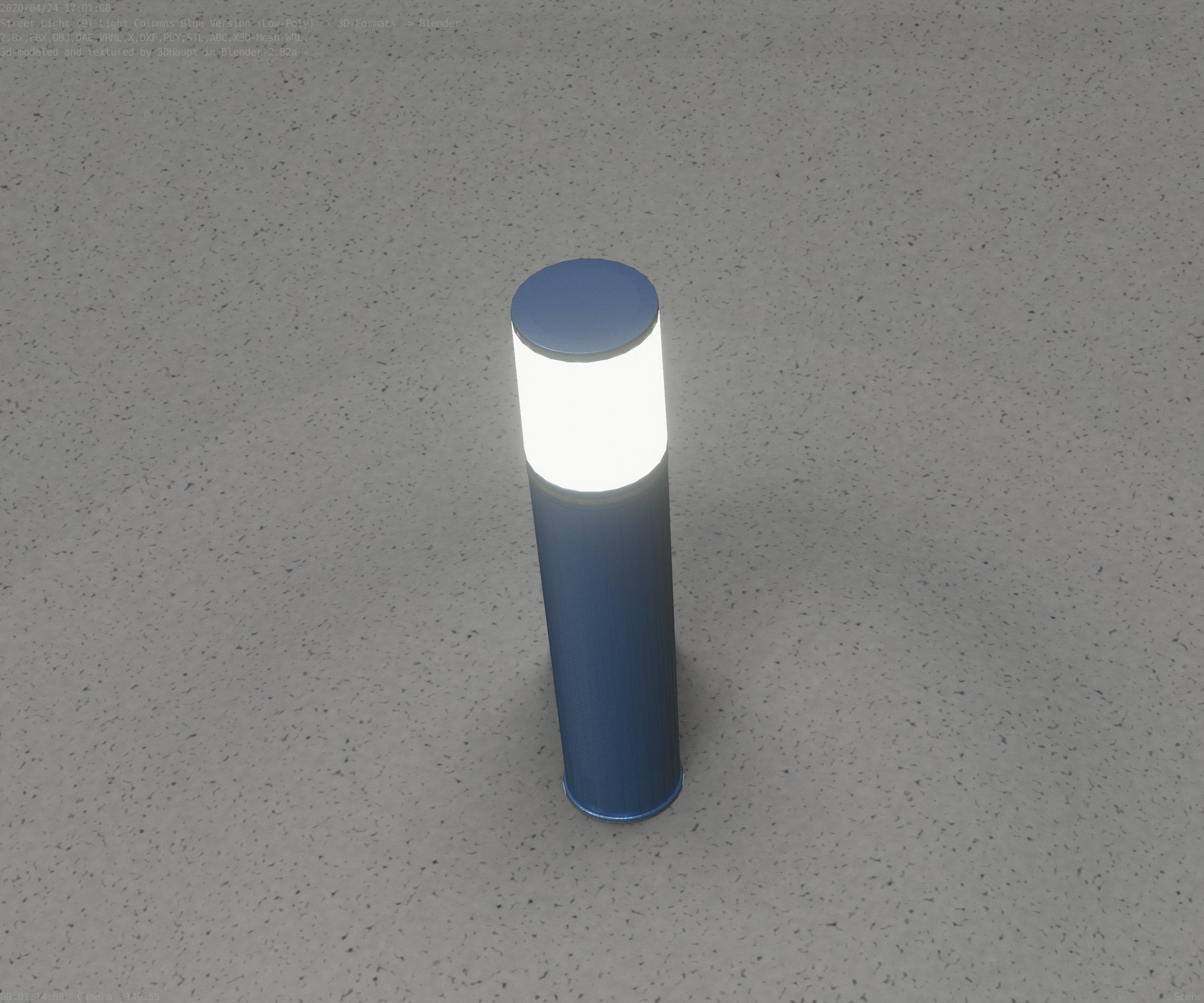 Low-Poly Blue Light Column 18 - Street Light Set-9 Low-poly 3D model_84