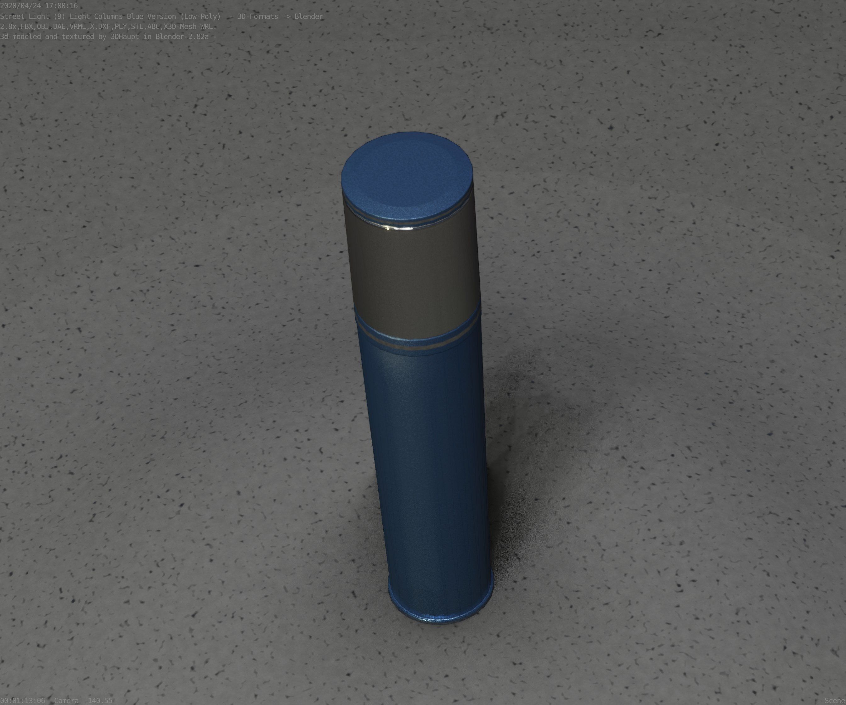 Low-Poly Blue Light Column 18 - Street Light Set-9 Low-poly 3D model_58