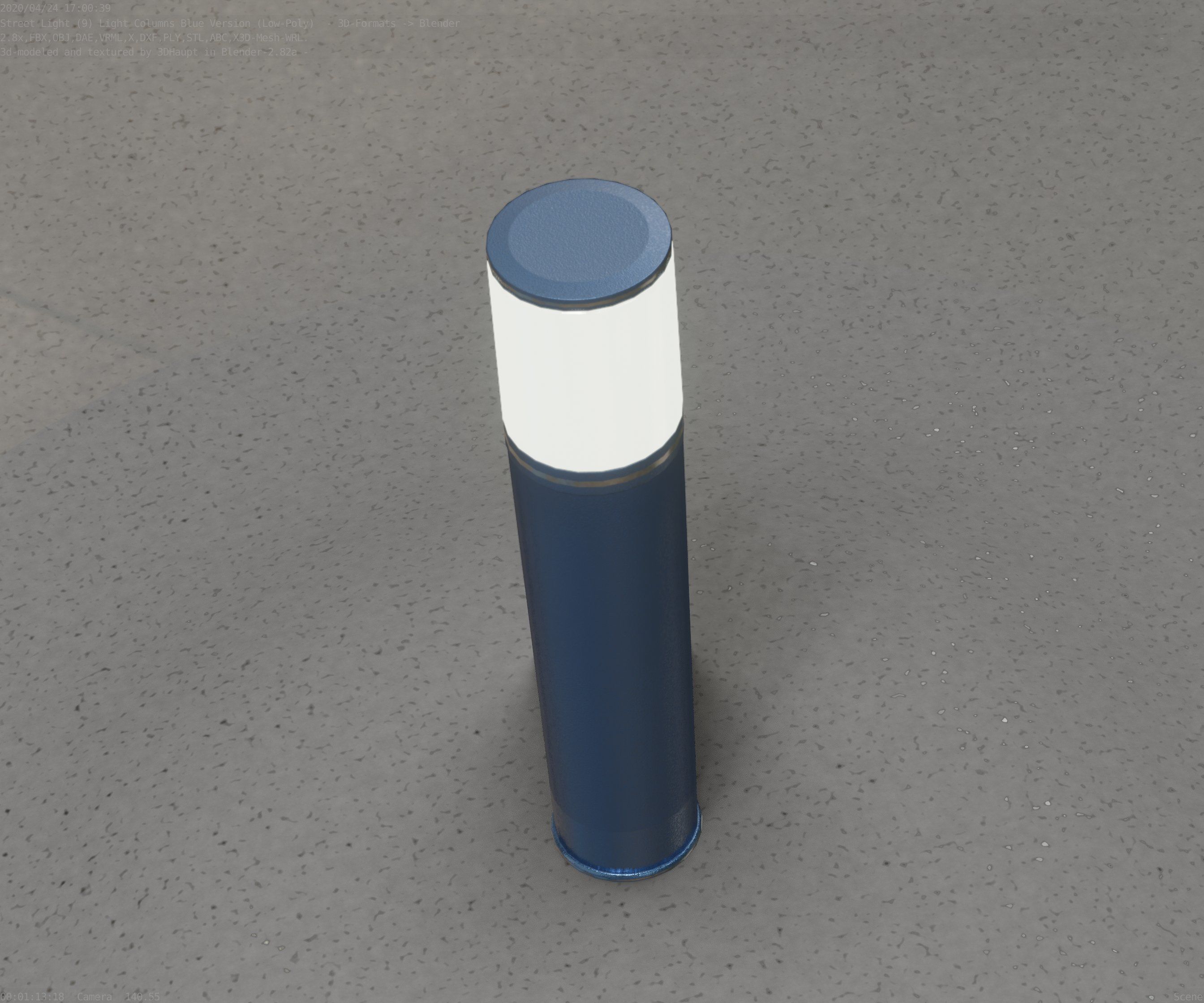 Low-Poly Blue Light Column 18 - Street Light Set-9 Low-poly 3D model_70